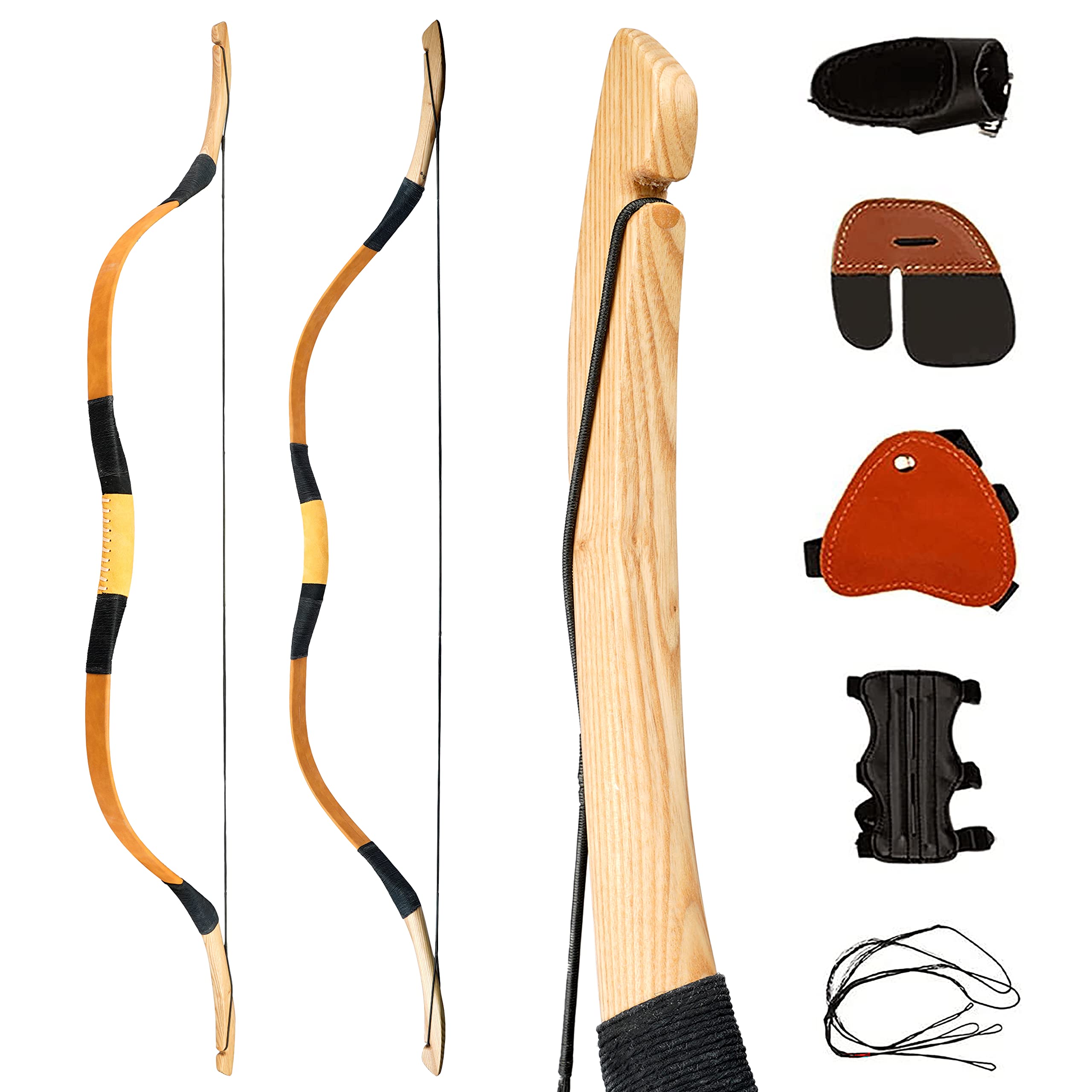 PMZ Archery Recurve Bow Set, 54" High-Performance Horse Bow for Hunting, Right Left Hand Traditional Turkish Bow for Youth Adults Beginners to Advanced Outdoor Practice & Hunting, 20-50 lbs