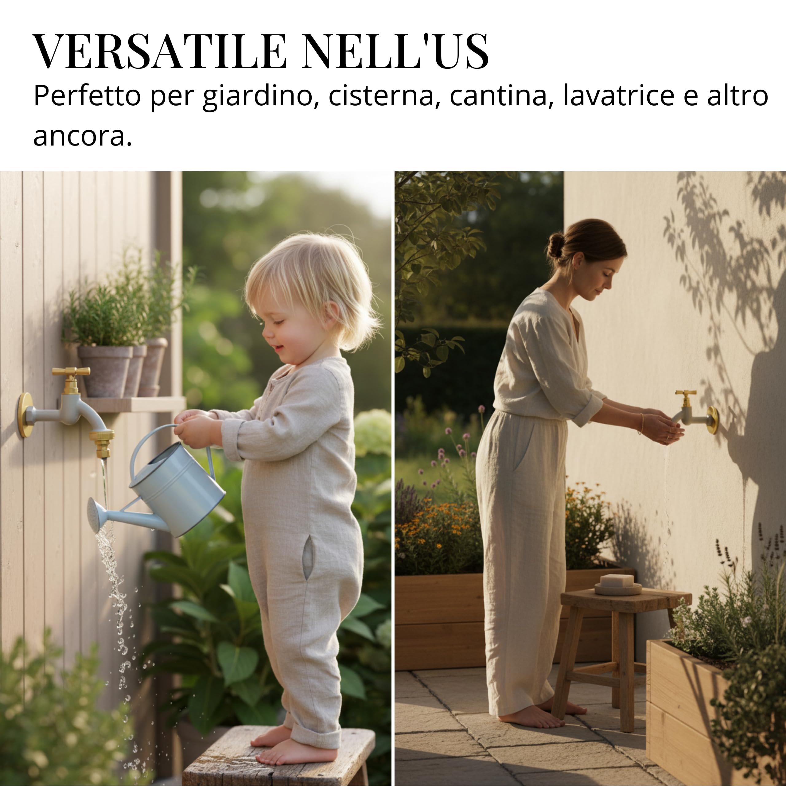 LIVLIG - Rubinetto da giardino Greige, rubinetto per esterni in ottone