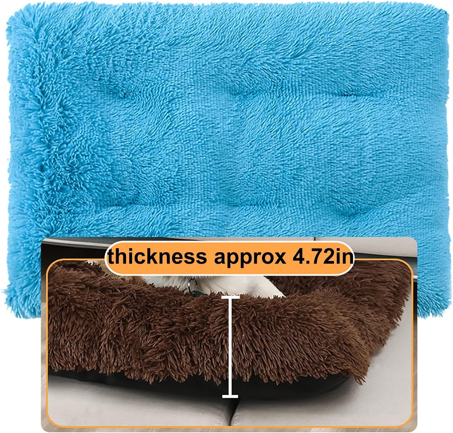 Dog Crate Mat, Dog Bed for Large Dogs, Comfy Fluffy Kennel Pad Anti-Slip for Dog beds & Furniture, Quilted Dog Bed for Pets for Medium/Small Dogs Cats (Color : Blue, Size : 25x18)