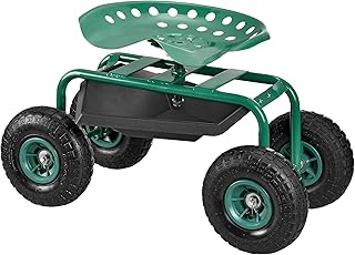 [pro.tec] Scooter per il giardino sedile mobile [verde] carello aiutante per il giardino