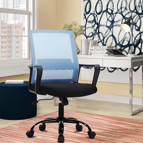 Miniatura 10 de Meet perfect Silla de oficina ergonómica de escritorio para computadora, respaldo medio con reposabrazos y soporte para la espalda, moderna silla