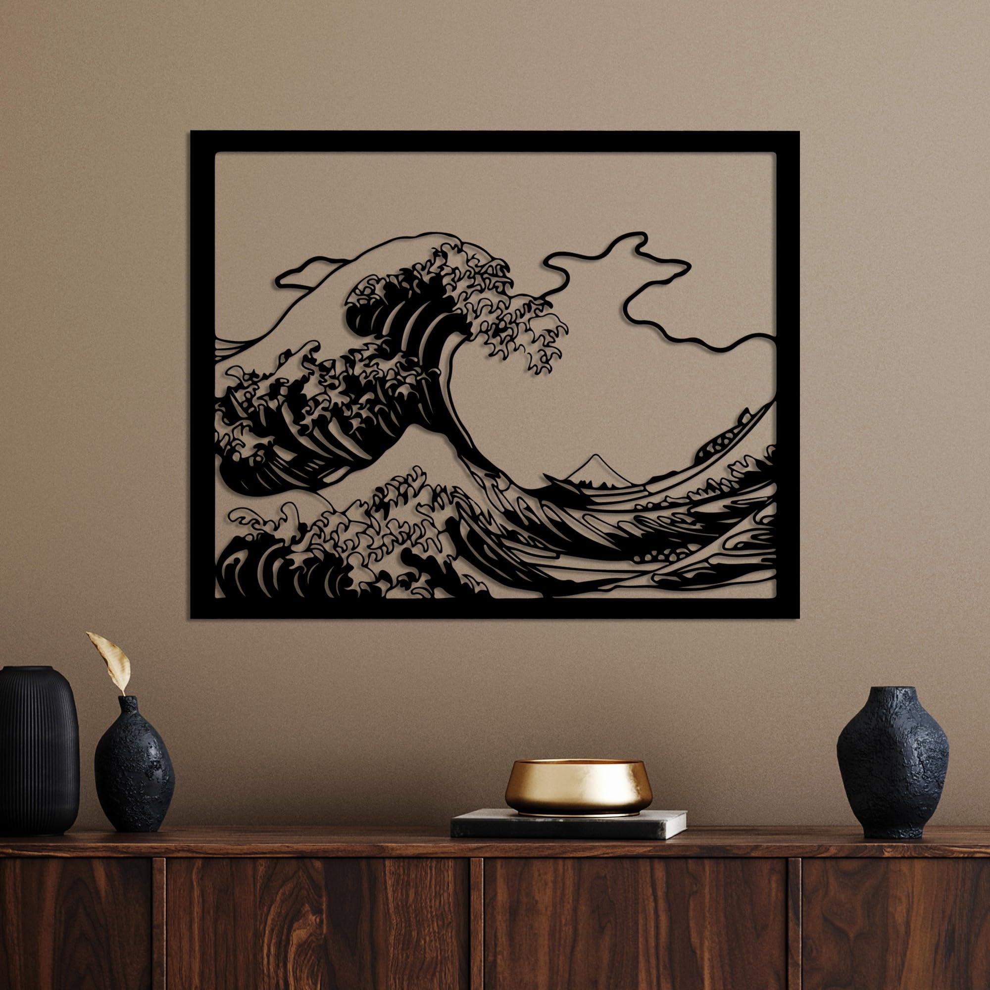 Stylish Black Decorative Metal Wall Accessory, 56 x 45 cm, 100% Metal, 1.5 mm Thickness, Perfect for Modern Home Decor & Unique Wall Art