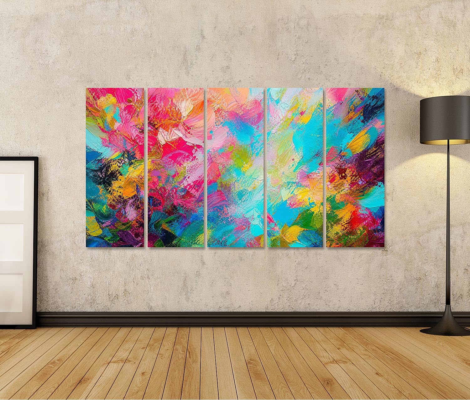 islandburner Bild auf Leinwand Lebendige Farbexplosion Abstrakt Kunstdruck Wohnzimmer Perfekt für Kunstliebhaber - 5-teilig XXL