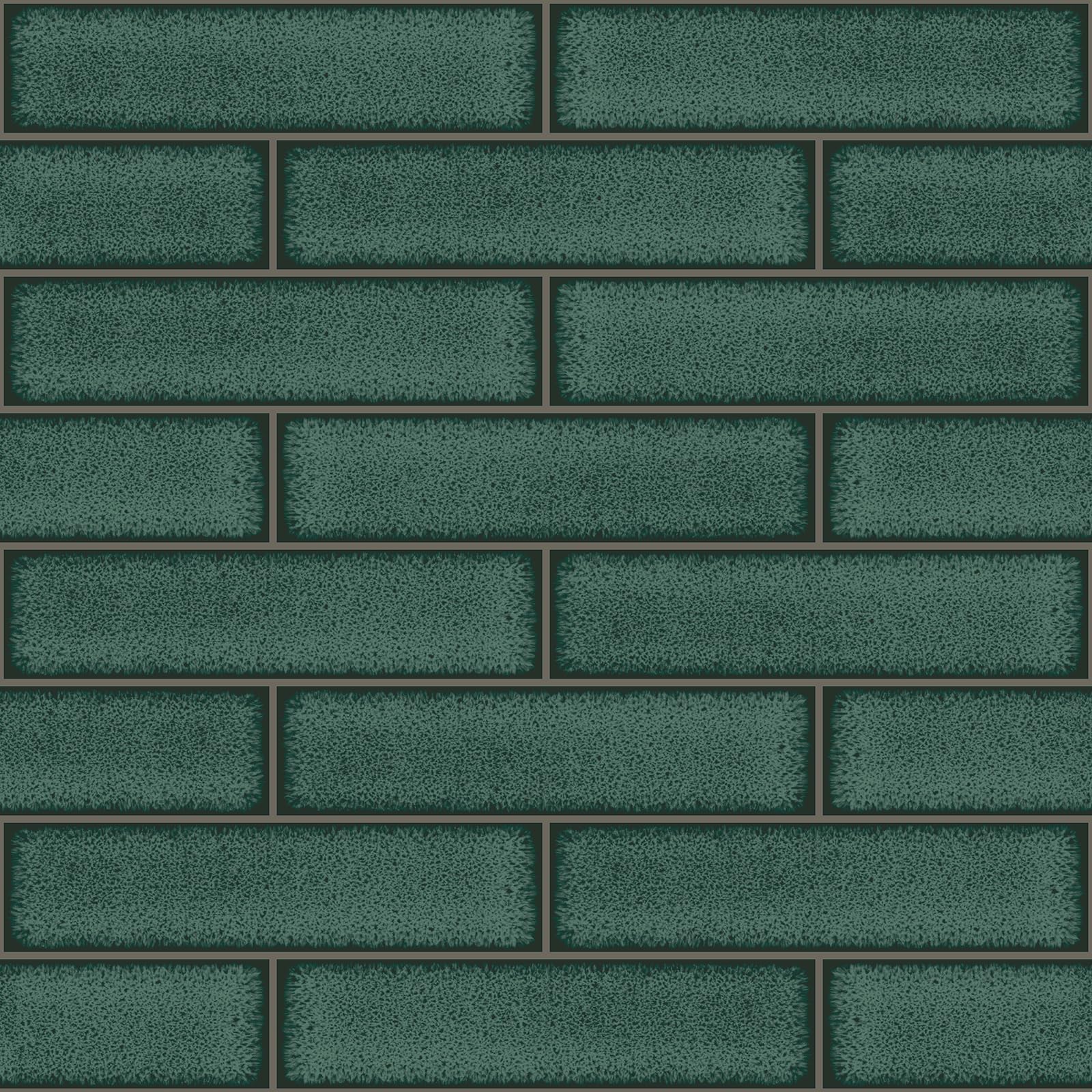 Holden Decor Celadon Gloss Tile Emerald Green Wallpaper 89386