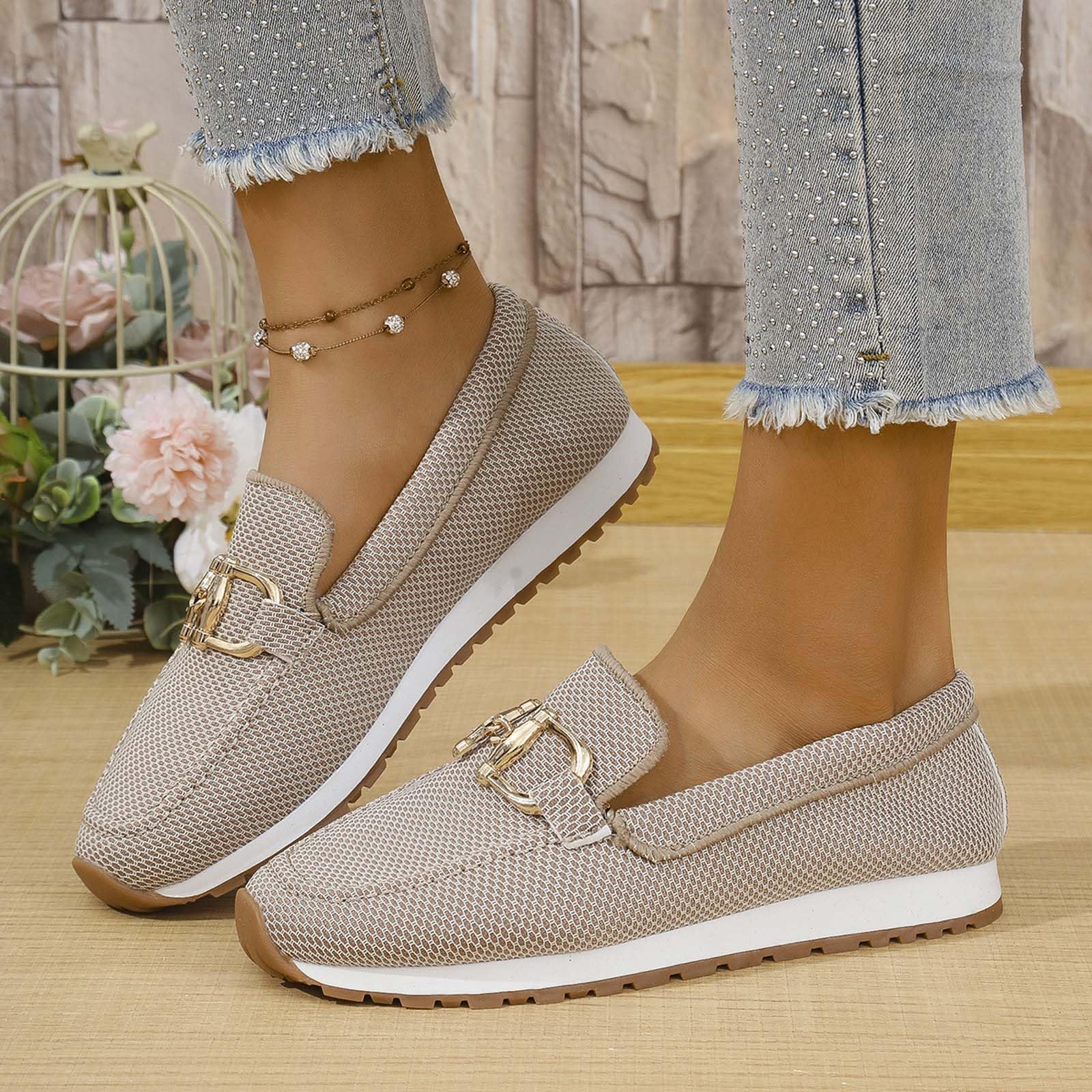 Mocasines para mujer, sin cordones, cómodos, con puntera redonda, ligeros, ortopédicos, de tacón bajo, transpirables, para negocios, caminar, cómodos, casuales, sueltos, para uso diario