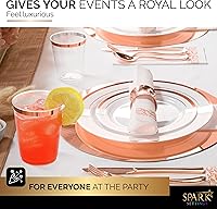 Vista 5 de Vasos de plástico color oro rosa desechables, paquete de 50 vasos de fiesta transparentes de 10 onzas, vasos de vino de plástico resistentes