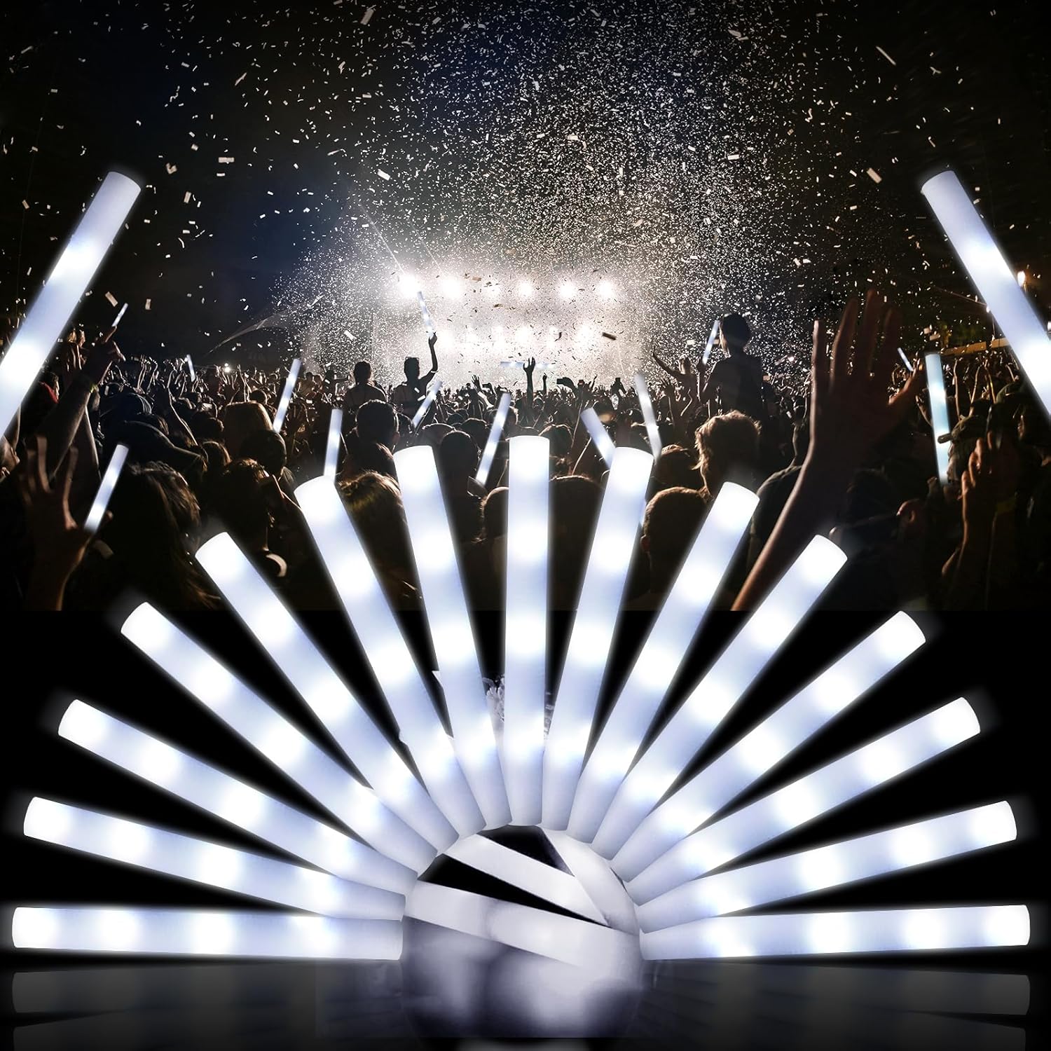 LED Foam Glow Sticks, Bulk Glow Sticks, LED Light Sticks, LED Foam Light-Up Glow Sticks for Concerts, Parties, Raves, Halloween, Carnivals, Weddings, Birthdays, Bulk Pack (30PCS)