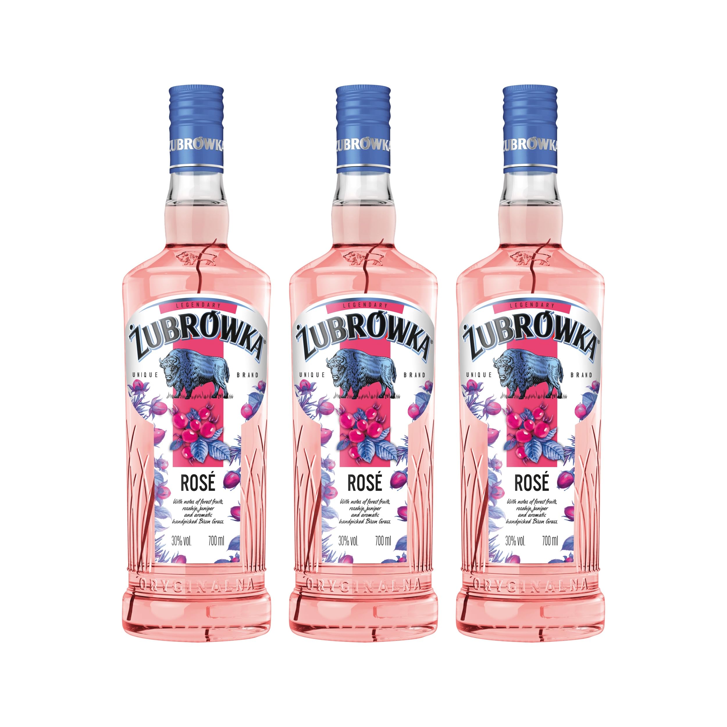 Zubrowka Zubrwoka Rose 30% Vodka mild Polen inkl. FeinWert E-Book (3 x 0.7 l)