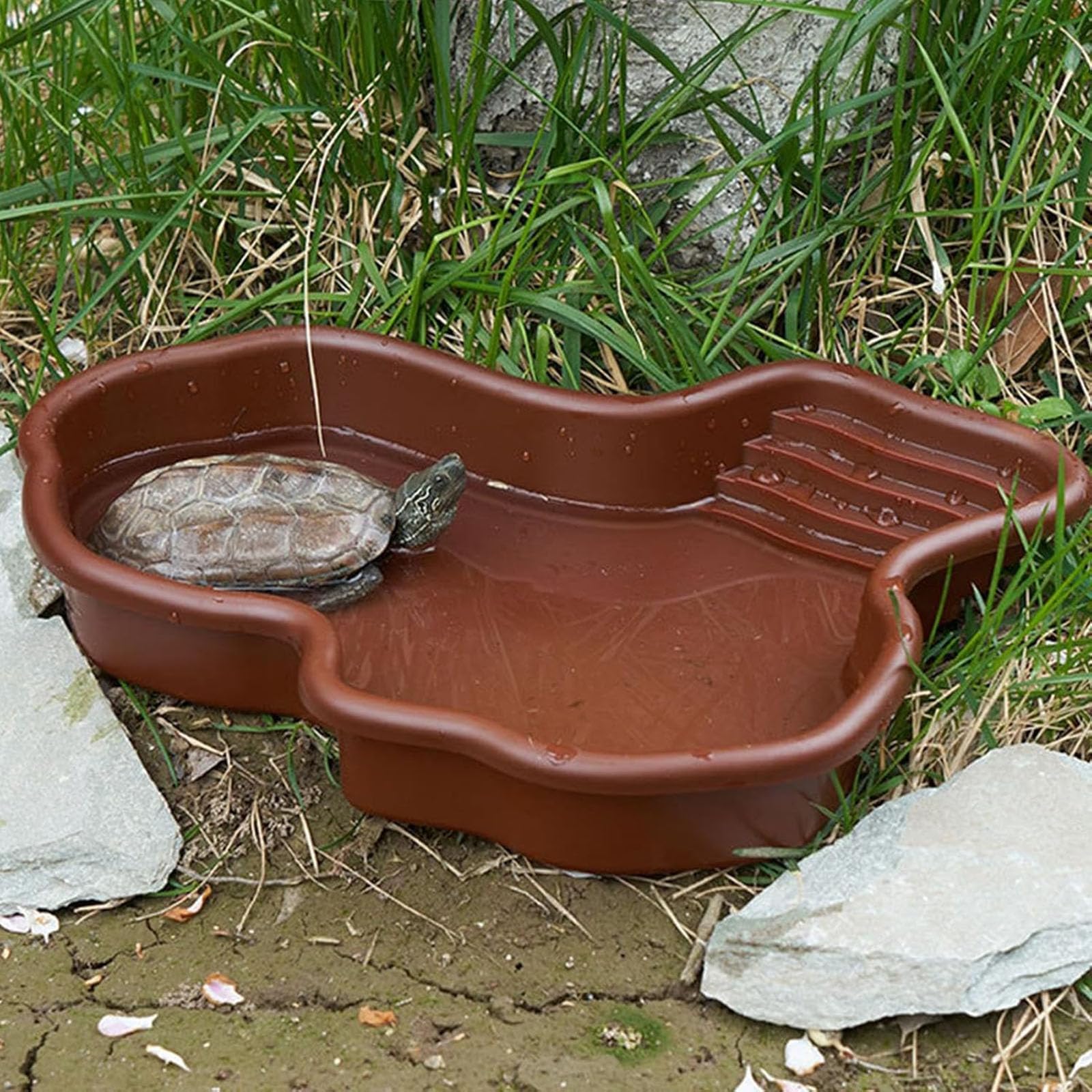 Piscina de Baño para Reptiles,Hábitat de Tortuga con Rampa no Deslizante,Cuenco Grande de Agua para Reptiles,Piscina de Reptiles,Hábitats Anfibios,para Serpientes, Dragones Barbudos, Tortugas