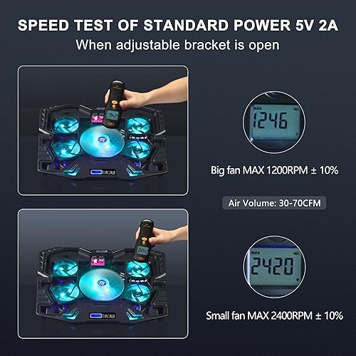 Miniatura 4 de TopMate Almohadilla de refrigeración C5 para computadora portátil, enfriador para computadora portátil, soporte de enfriamiento de altura ajustable