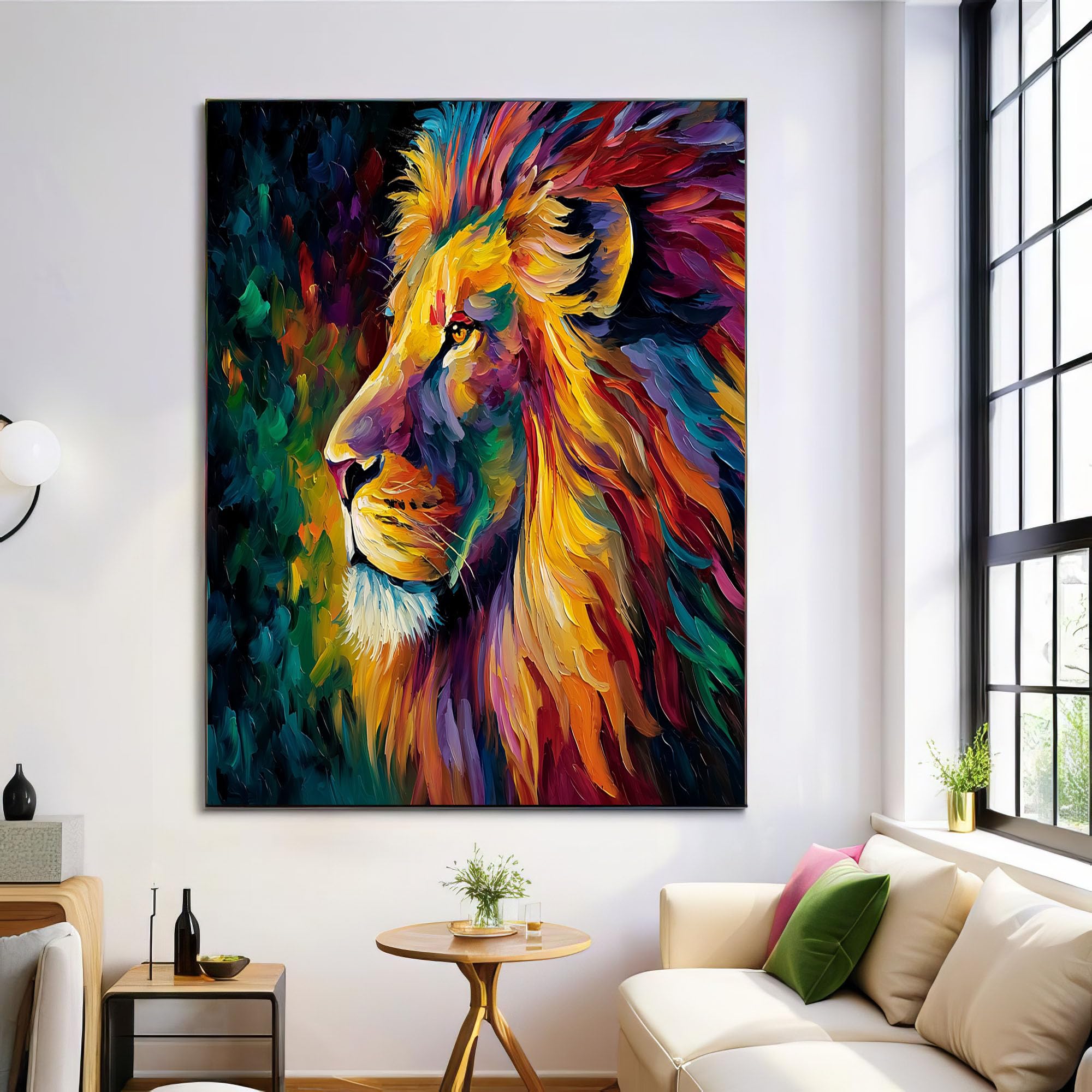 Cuadros de león modernos en lienzo de 60x80 cm para decoración de pared en salones 8