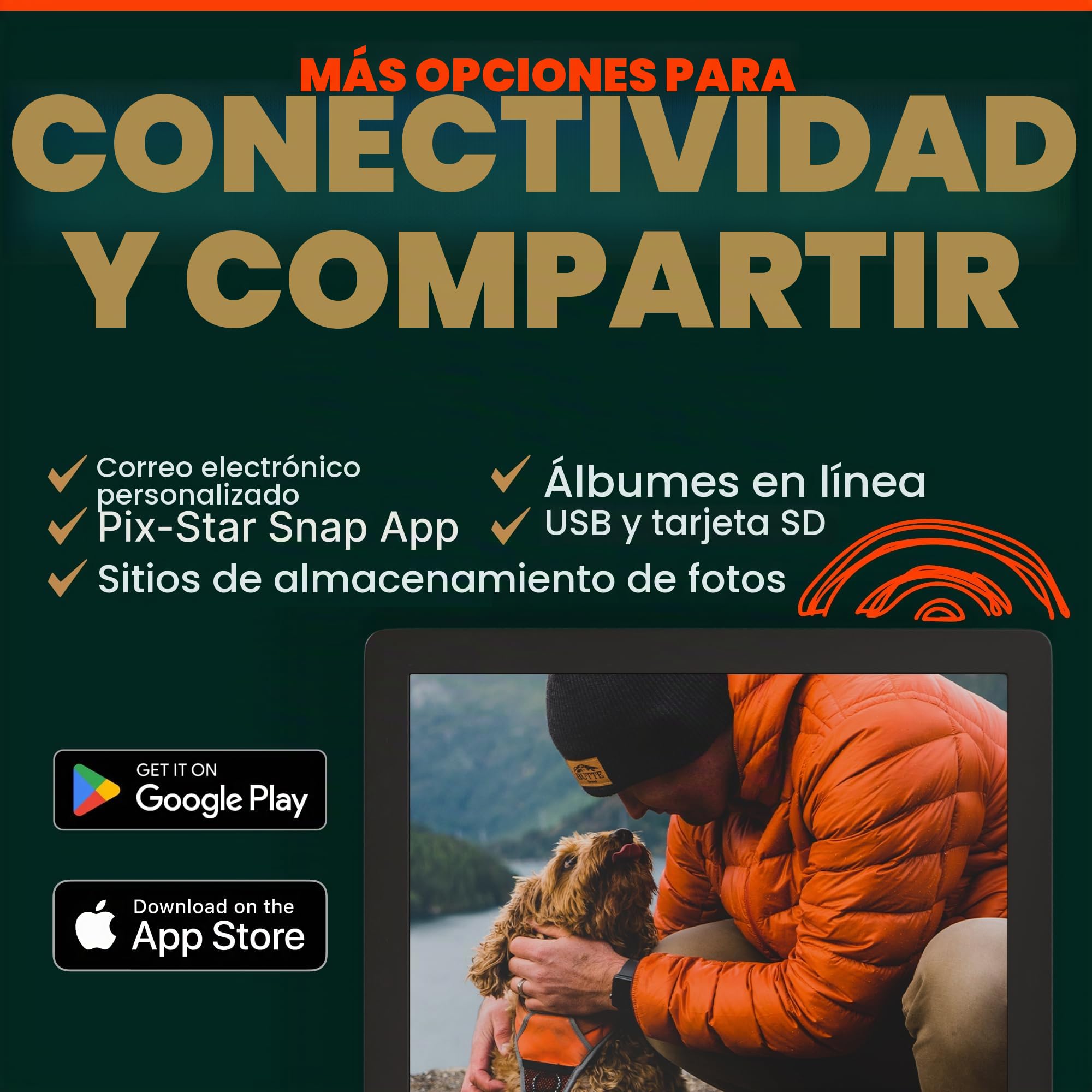 Pix-Star Marco de Fotos Digital WiFi de 15 Pulgadas con Almacenamiento en la Nube Gratuito | Muy regalable para Abuelos | Pantalla IPS | Sensor de Movimiento | Fácil configuración