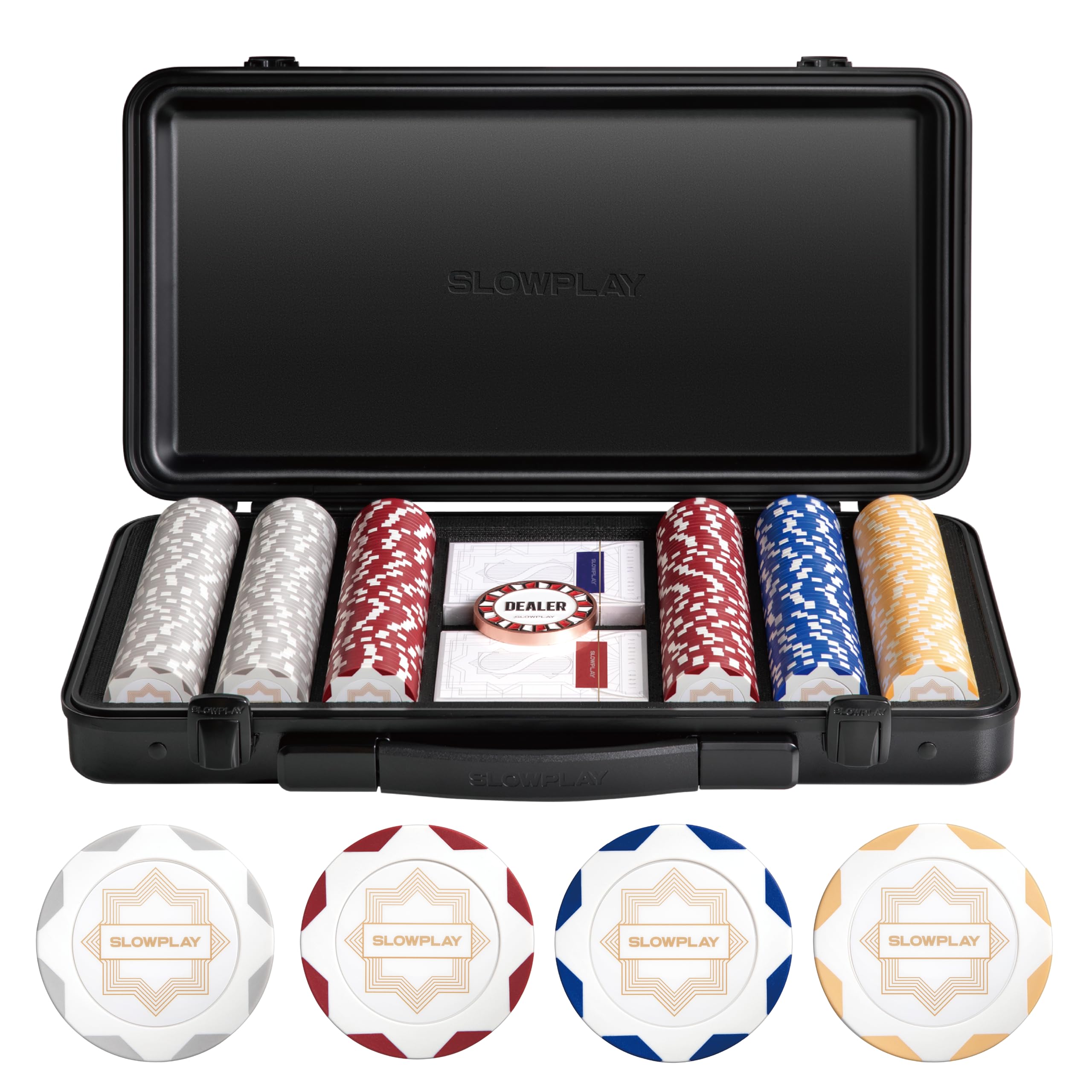 SLOWPLAY Nash 14g Clay Poker Chip Set for Texas Hold'em, 300 PCS [Blank Chips