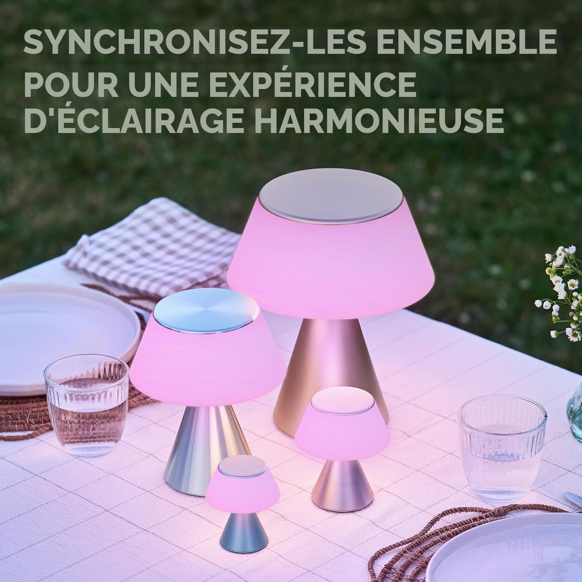 Lexon Lampe de chevet tactile LUMA S, veilleuse sans fil avec variateur d'intensité et synchronisation multi lampes, 9 couleurs LED, Rechargeable, Aluminium - Vert Sombre
