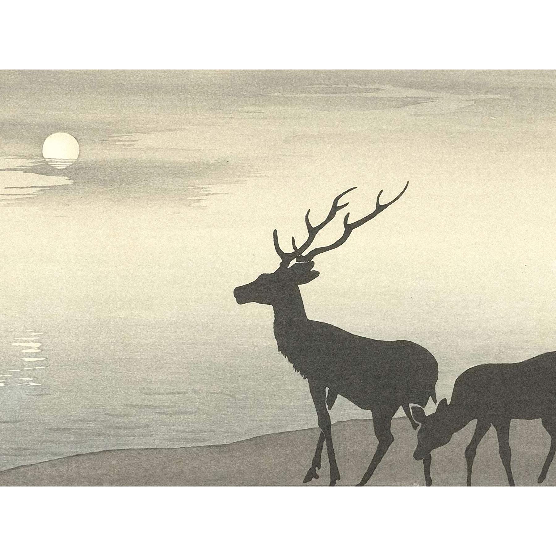 Artery8 Ohara Koson Torii Gate And Deer Landscape Premium Wall Art Canvas Print 18X24 Inch
