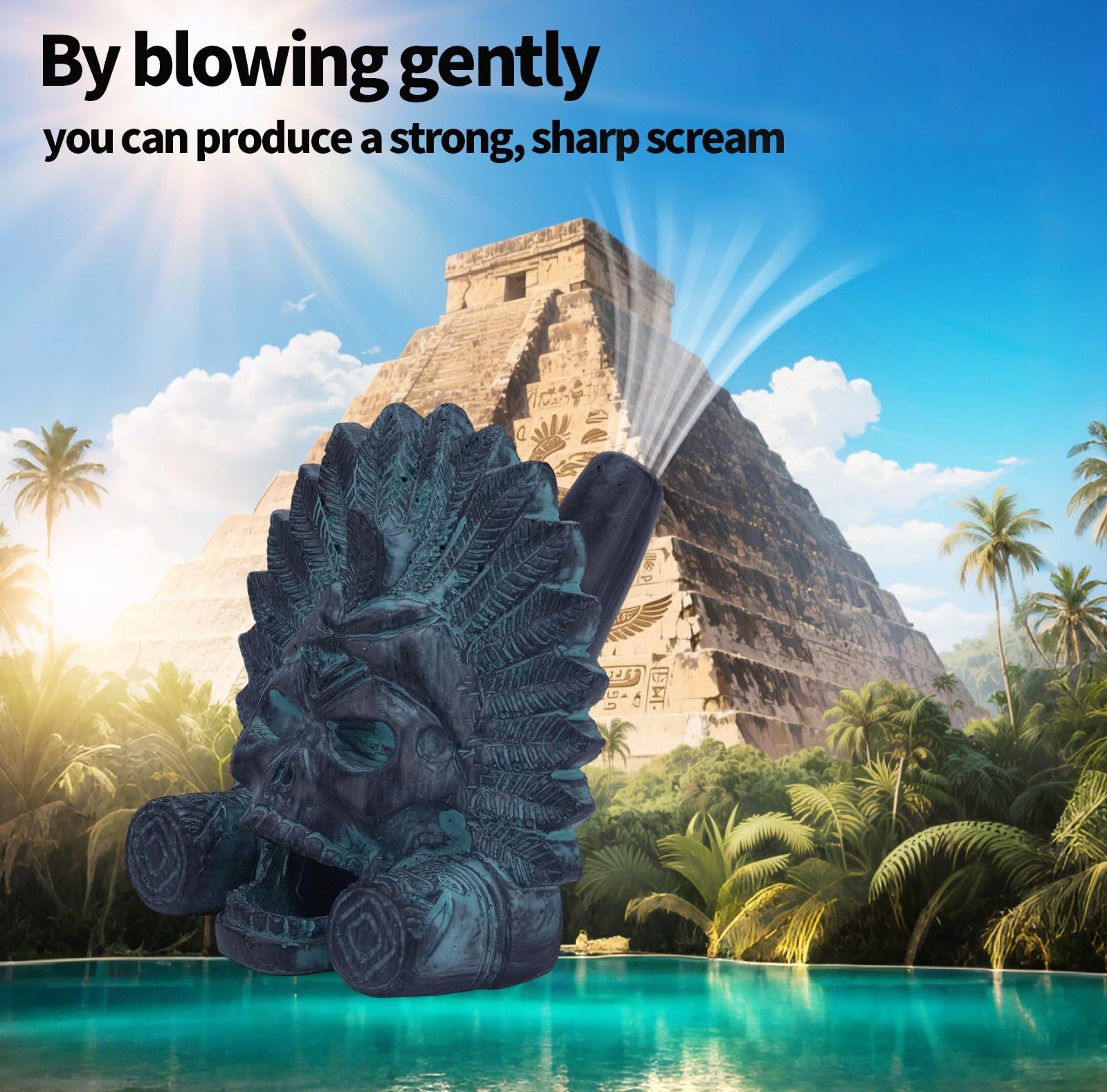 Fischietto Della Morte Azteco, Il Più Forte da 125+ Decibel in Ceramica con Teschio di Demone Fischietto da Guerra Aztecos Autentico Silbato Azteco per Scherzi di Halloween Festival Messicano