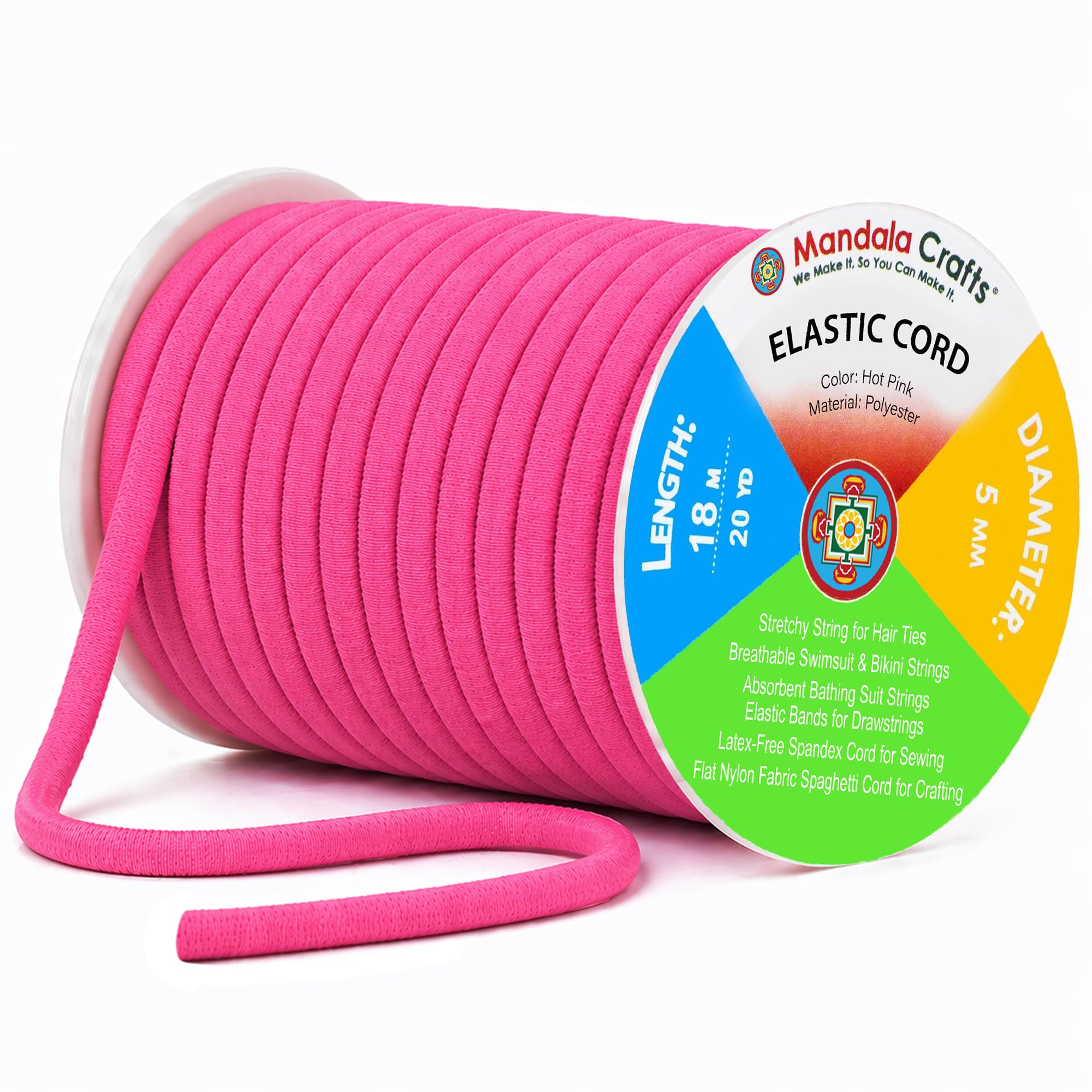 Amazon.com: Mandala Crafts 5mm Hot Pink Spandex Soft Elastic Cord