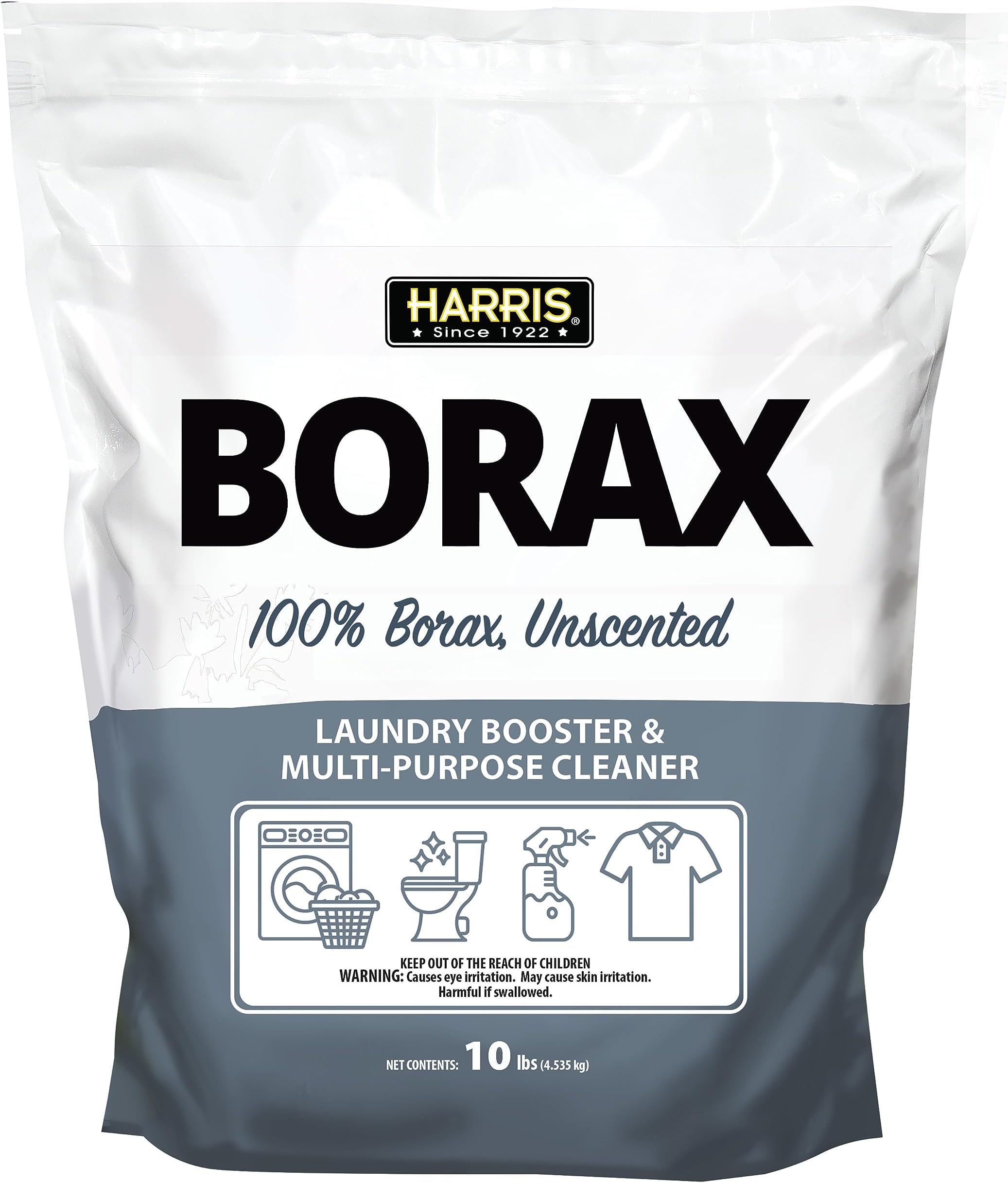 Harris Borax Powder Hard Water Laundry Booster and Multi-Purpose Cleaner, 10lb (Unscented)