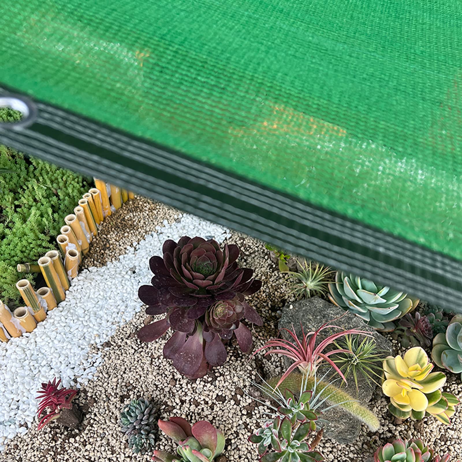 Grün Garten Pflanze Schattiernetz,Gewächshaus-Schattennetz,Blumen Schattierungsnetz,60% Sonnenschutznetz,Geländer Beschattungsnetz,Wasser-und Luftdurchlässig,mit Ösen,6-Polig (4x5m/13x16.4ft)