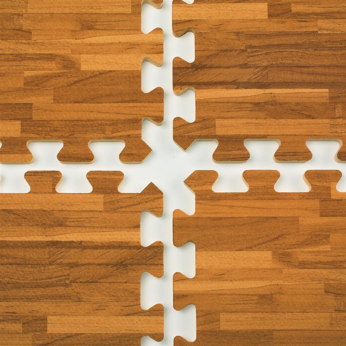 Interlocking Floor Mats with Wood-Grain Pattern, 10 x 10 Floor Covering, EVA Foam Anti-Fatigue Surface Perfect for Trade Show Booths
