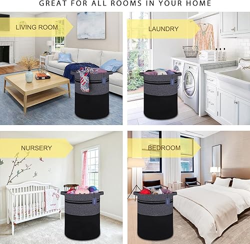 Miniatura 2 de COMSE Cesta extra grande para mantas cesta de almacenamiento alto cesta de lavandería con asas 157 x 217 pulgadas cesta de cuerda de algodón cesta