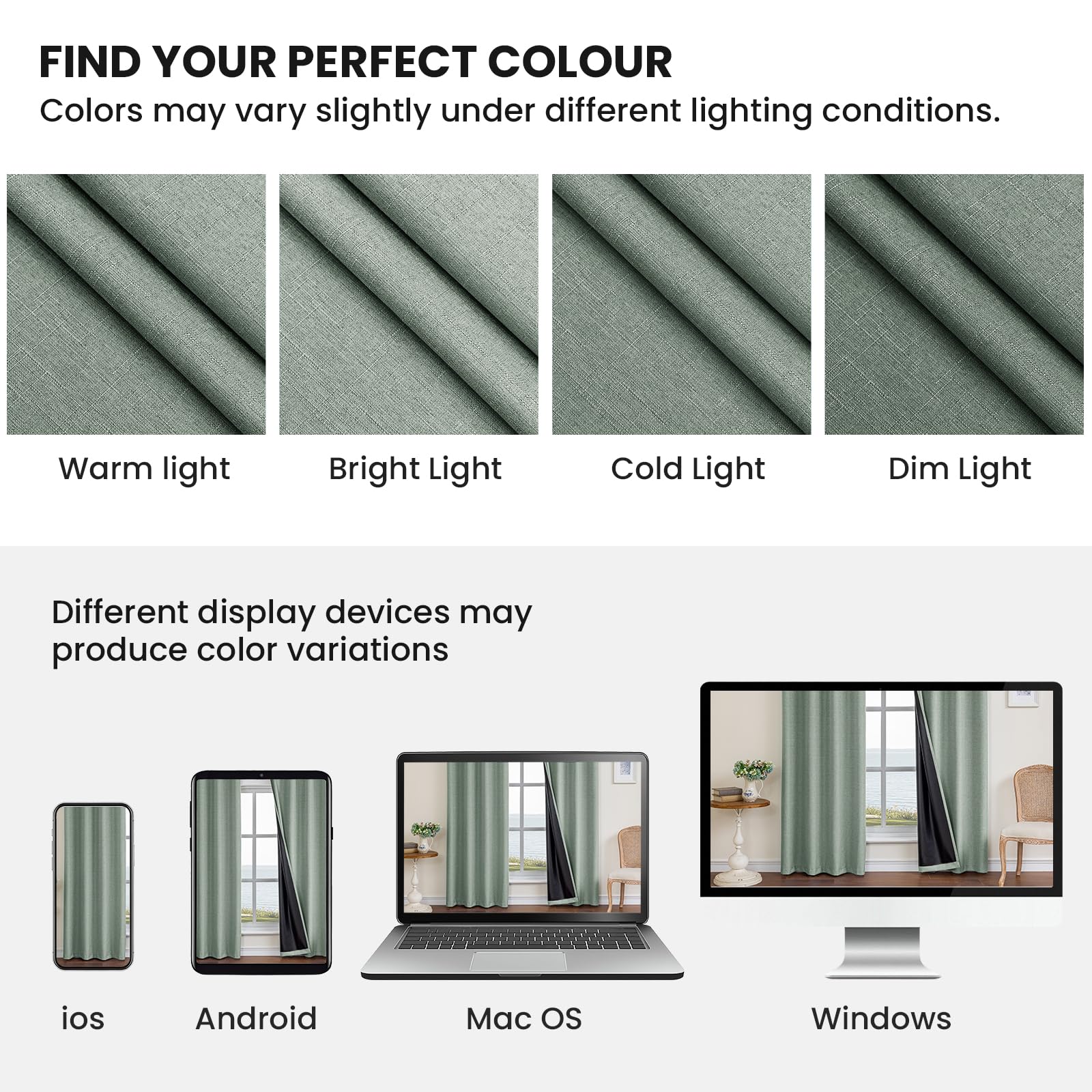 Ystyle 100% Blickdichte Vorhänge mit Ösen Gardinen Leinenoptik 2 Stück, 200x260cm, Verdunkelungsvorhang Leinen Thermovorhang Hitzeschutz, für Schlafzimmer Wohnzimmer, Modern, Hellgrün