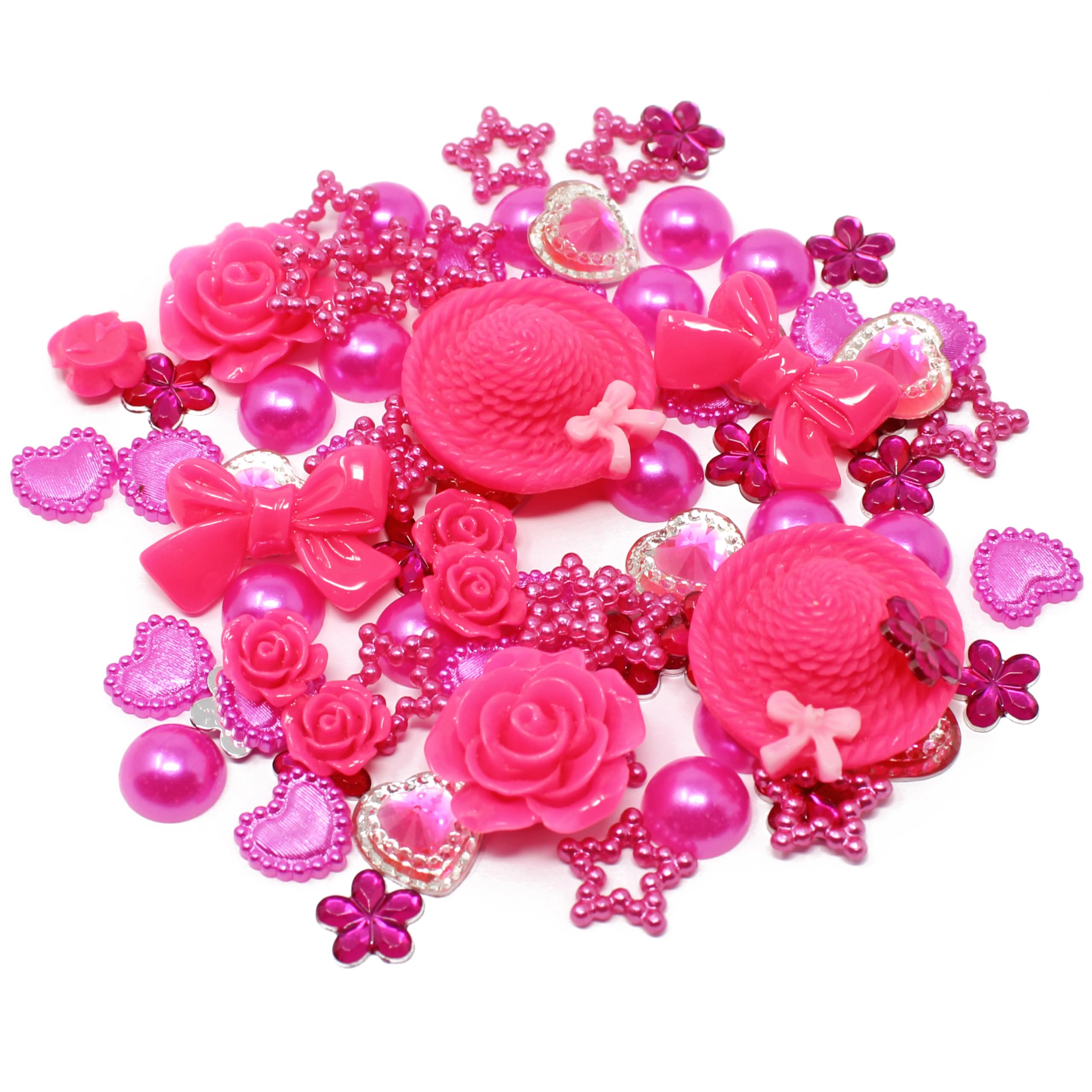 Wedding Touches Pink 80 Mix Bright Shabby Chic Resin Flatbacks - Vibrant Embellishments For Creative Cardmaking And Scrapbooking Projects