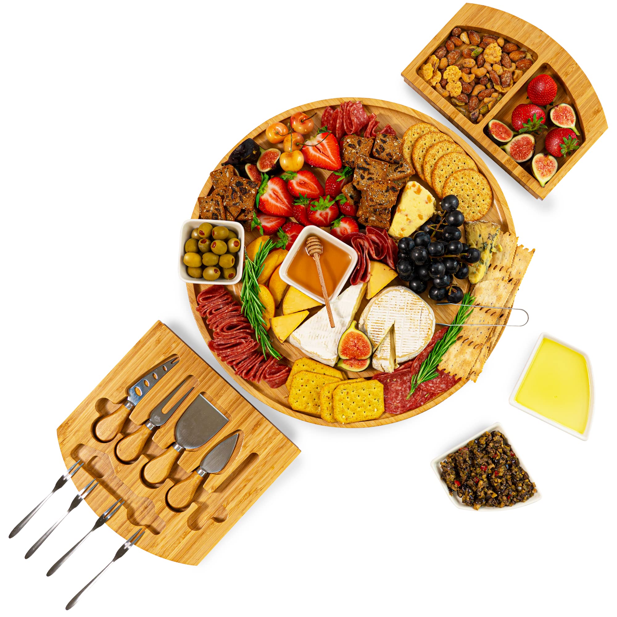 Buy Large Round Charcuterie Board Set 16 In, Round Cheese Board and