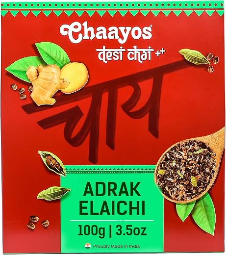 Chaayos Adrak Elaichi Tea (Ginger and Cardamom) - Premium Desi Chai Patti for Authentic Masala Flavour | Immunity Booster-...