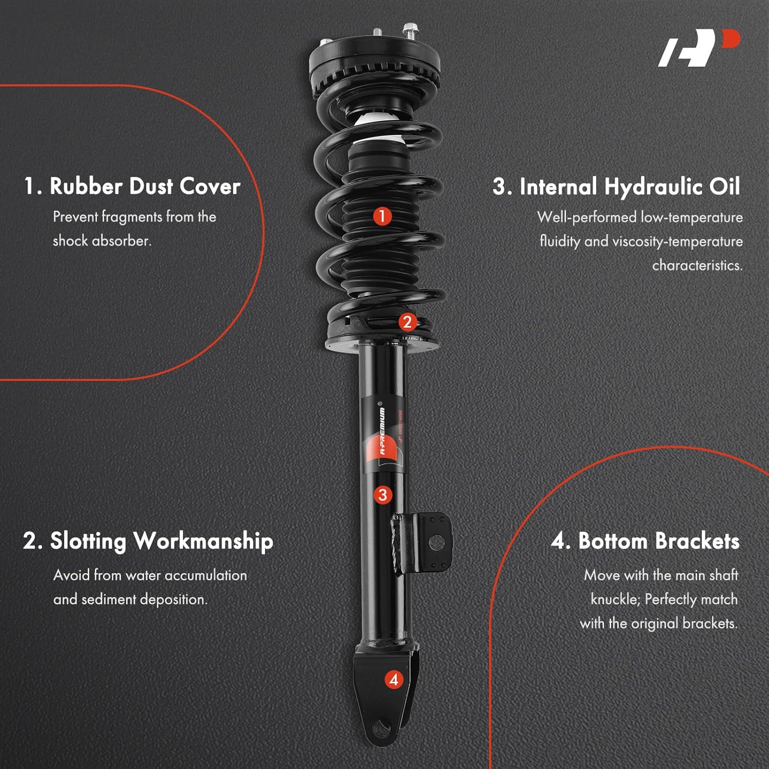 A-Premium Front Strut Assembly Compatible with [3.6L RWD] Dodge Challenger 2012-2019, Charger 2012-2021 - 2x Replacement Suspension Complete Strut Shock Absorber with Coil Spring