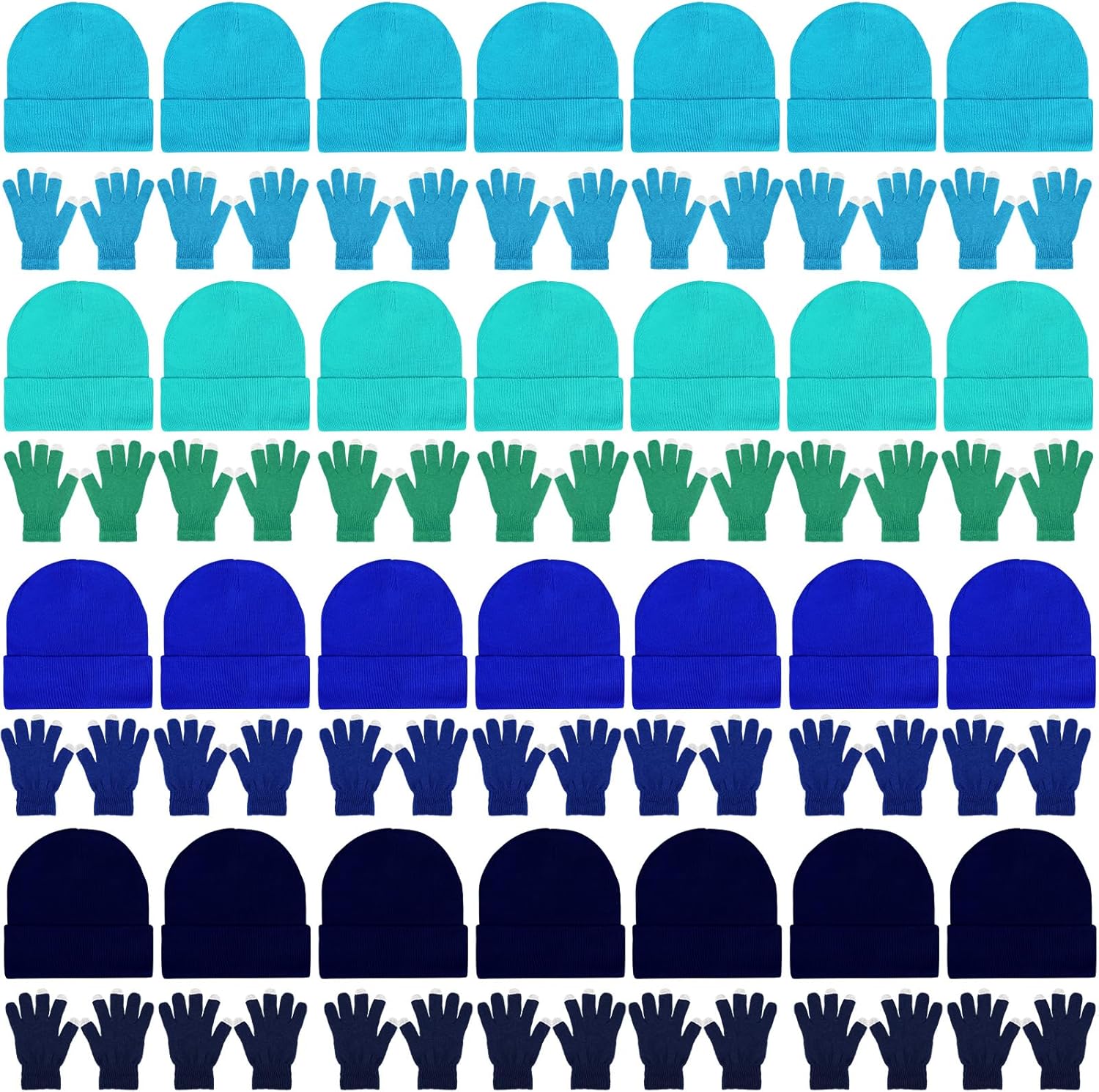 Kenning 56 Pcs Winter Beanies and Gloves Combo Kit Include 28 Pair Winter Gloves 28 Pcs Knitted Beanies Unisex Hats for Adult