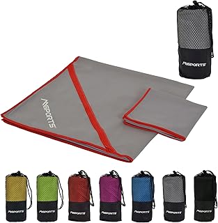 MSPORTS Mikrofaser Handtuch 2er Set inkl. Tragetasche | 138cm x 70cm und 60cm x 30cm | Sports & Travel Towel | Reisehandtuch Ultraleicht, schnelltrocknend, antibakteriell | Towel