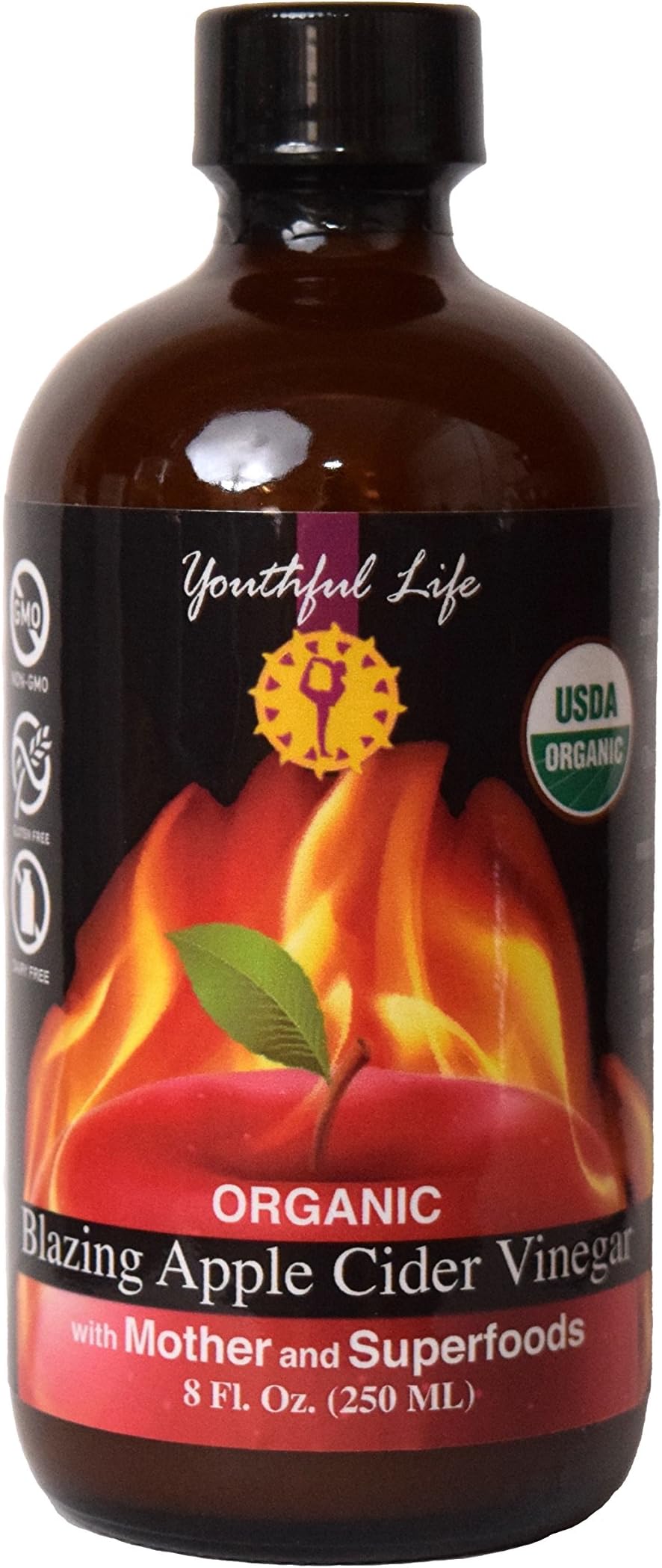 Blazing Apple Cider Vinegar, Fire Cider Tonic, ACV, with Mother and Superfoods, Organic, Raw, Unfiltered, Unpasteurized, Probiotic, Ideal Detox Cleanse, Tasty Seasoning Meats, Marinades 16 Shots - 8oz