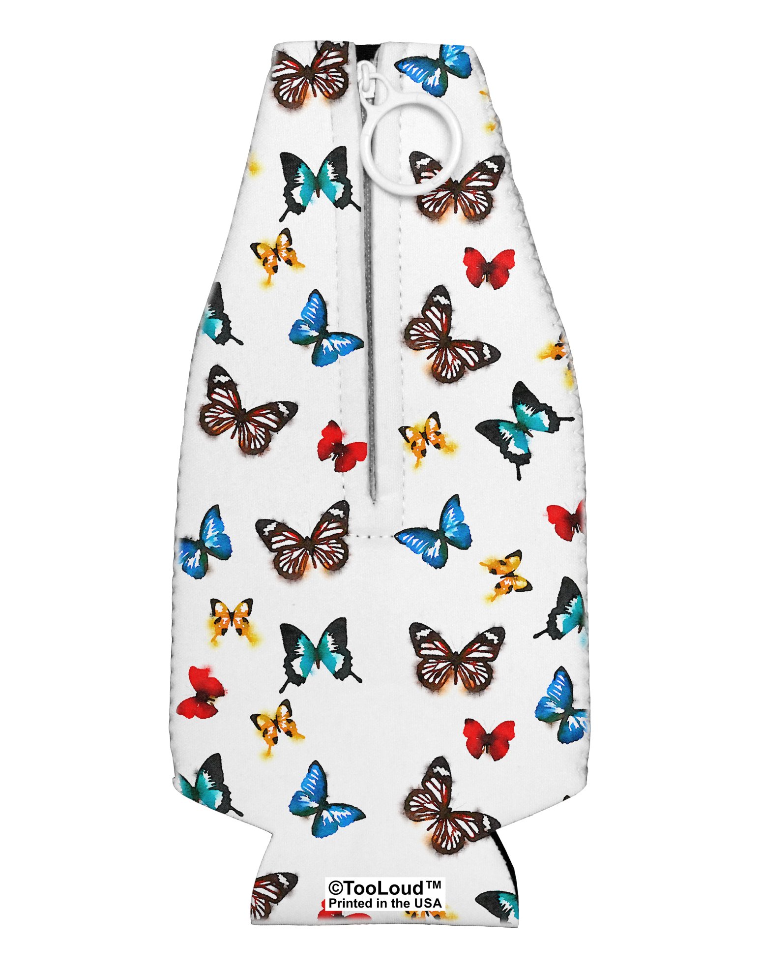 TooLoud Watercolor Butterflies AOP Collapsible Neoprene Bottle Insulator All Over Print