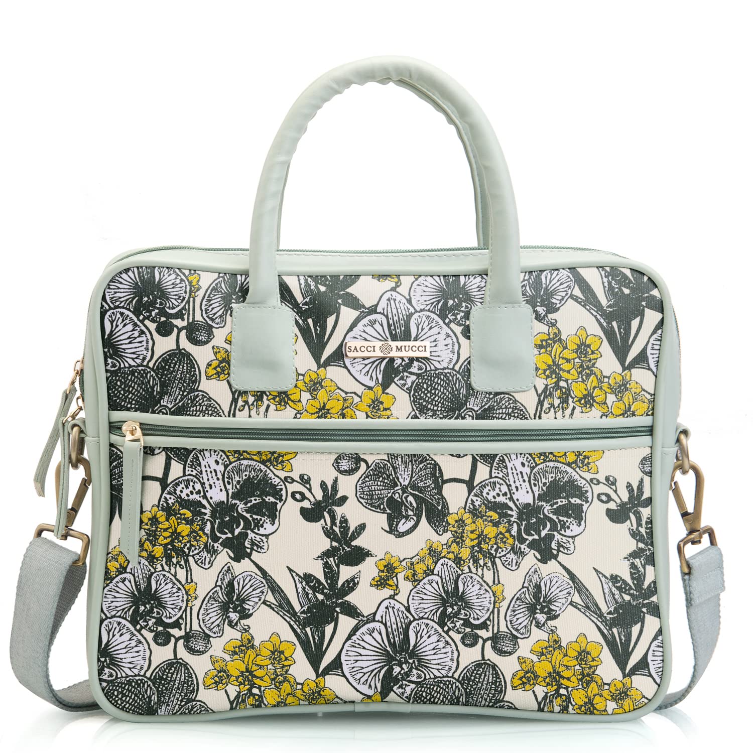 See full amazon price history chart for SACCI MUCCI Women Printed Vegan Leather 14" Laptop Handbag/Sling Bag-Orchid (Mint Green) SACCI MUCCI Women Printed Vegan Leather 14" Laptop Handbag/Sling Bag-Orchid (Mint Green) (B0BY68HYVD) Amazon Price History, Amazon Price Tracker