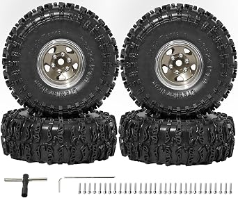 1.0 Beadlock Wheel and Tire Set RC Upgrade Parts Traxxas 1/18 TRX4M Ford Bronco #97054-1 Land Rover Defender 1/24 Axial SCX24 FMS FCX24 RC Crawler Upgrade 4pcs