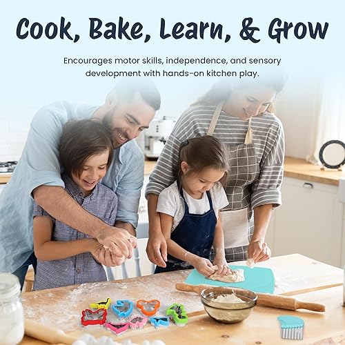 Miniatura 3 de Perlli Juego de cocina para niños pequeños de 44 piezas Juego de cocina para niños pequeños con cuchillos de seguridad para niños, utensilios,