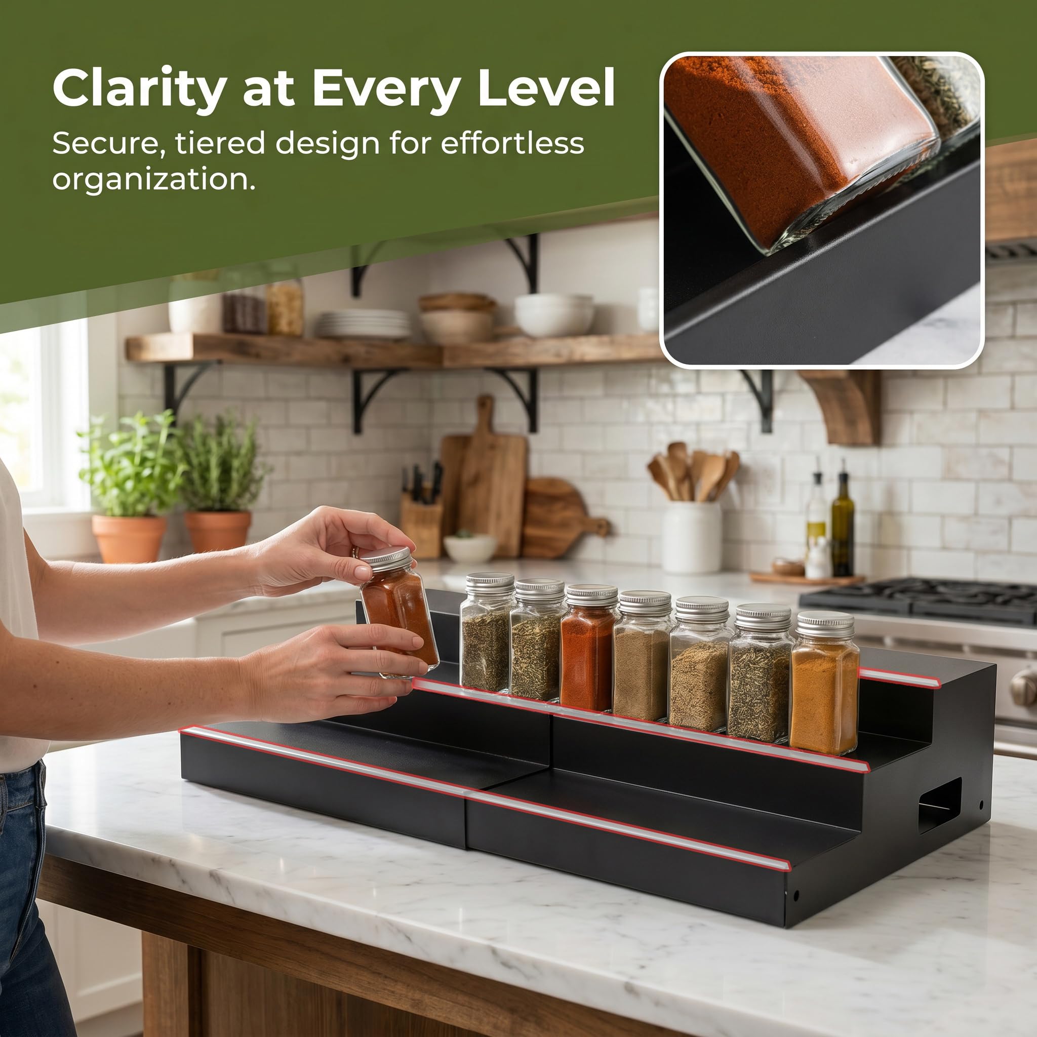 Organizador de latas de metal expandible para despensa, organizador y almacenamiento de especias de 3 niveles, organizador de encimeras de cocina, organizador de despensa de latas, pedestales de