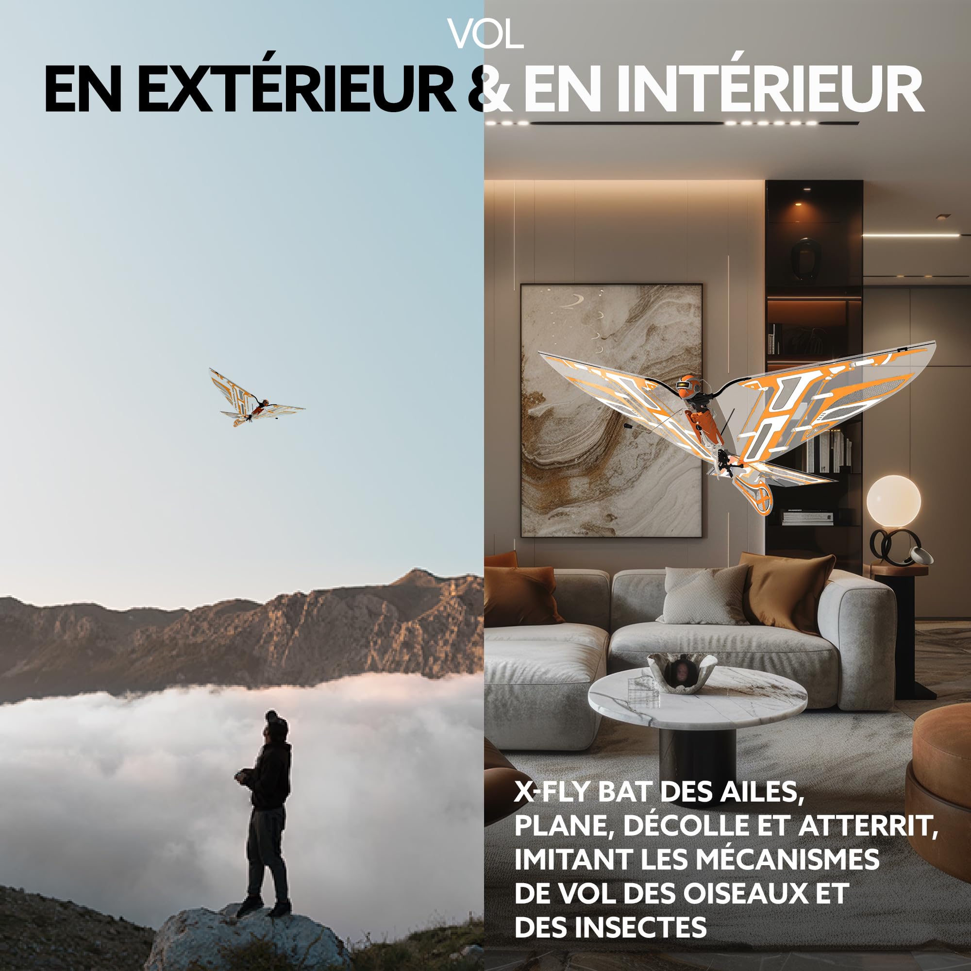 BionicBird X-Fly Combo | Drone ornithoptère assisté par capteurs avec Accessoires | Oiseau RC & contrôlé Via Application Smartphone iOS & Android | Autopilot & stabilisateur gyroscopique 6 Axes