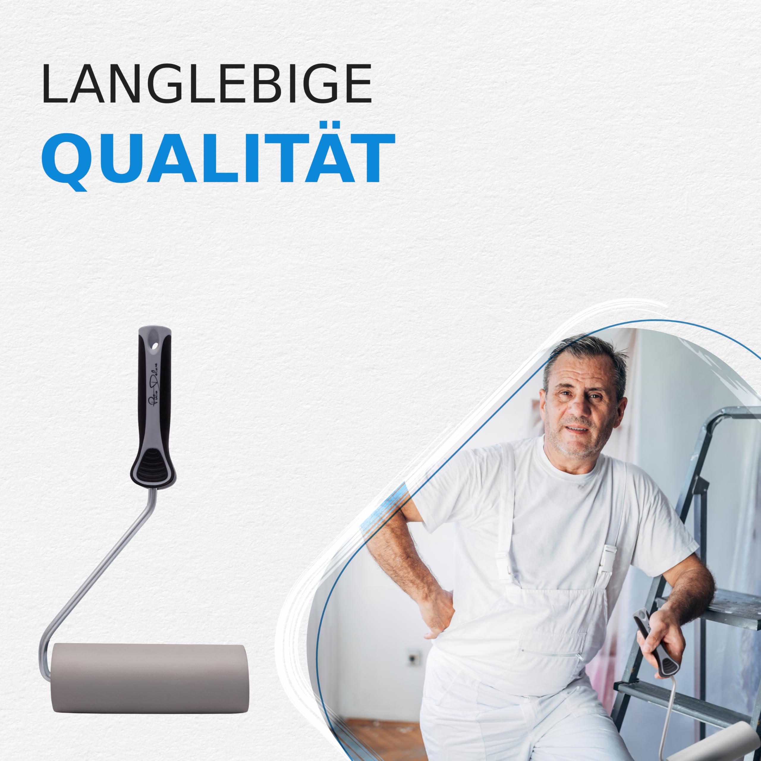 Pinto Deluxe - Rullo per tappezzeria con schiuma PU (100 mm), impugnatura ergonomica, tappezzeria senza bolle