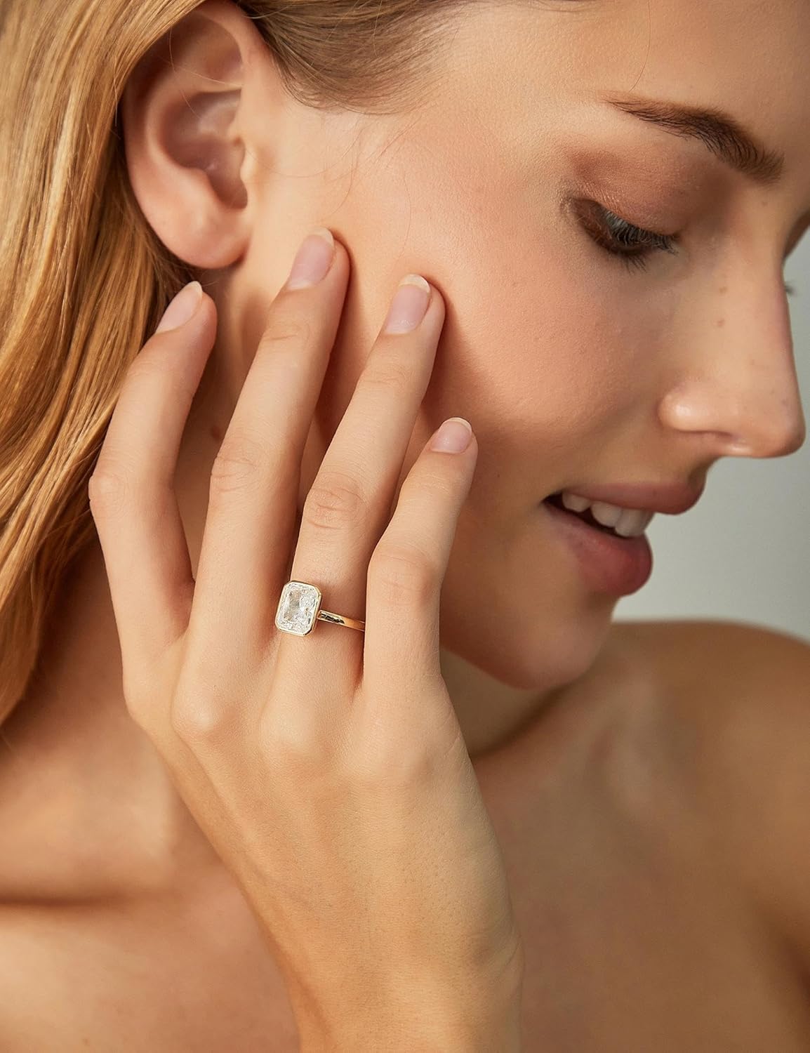 EAMTI 3CT Engagement Rings for Women Radiant Cut CZ Solitaire Promise Wedding Bands Travel Bezel Ring Size 4-10 - Image 4