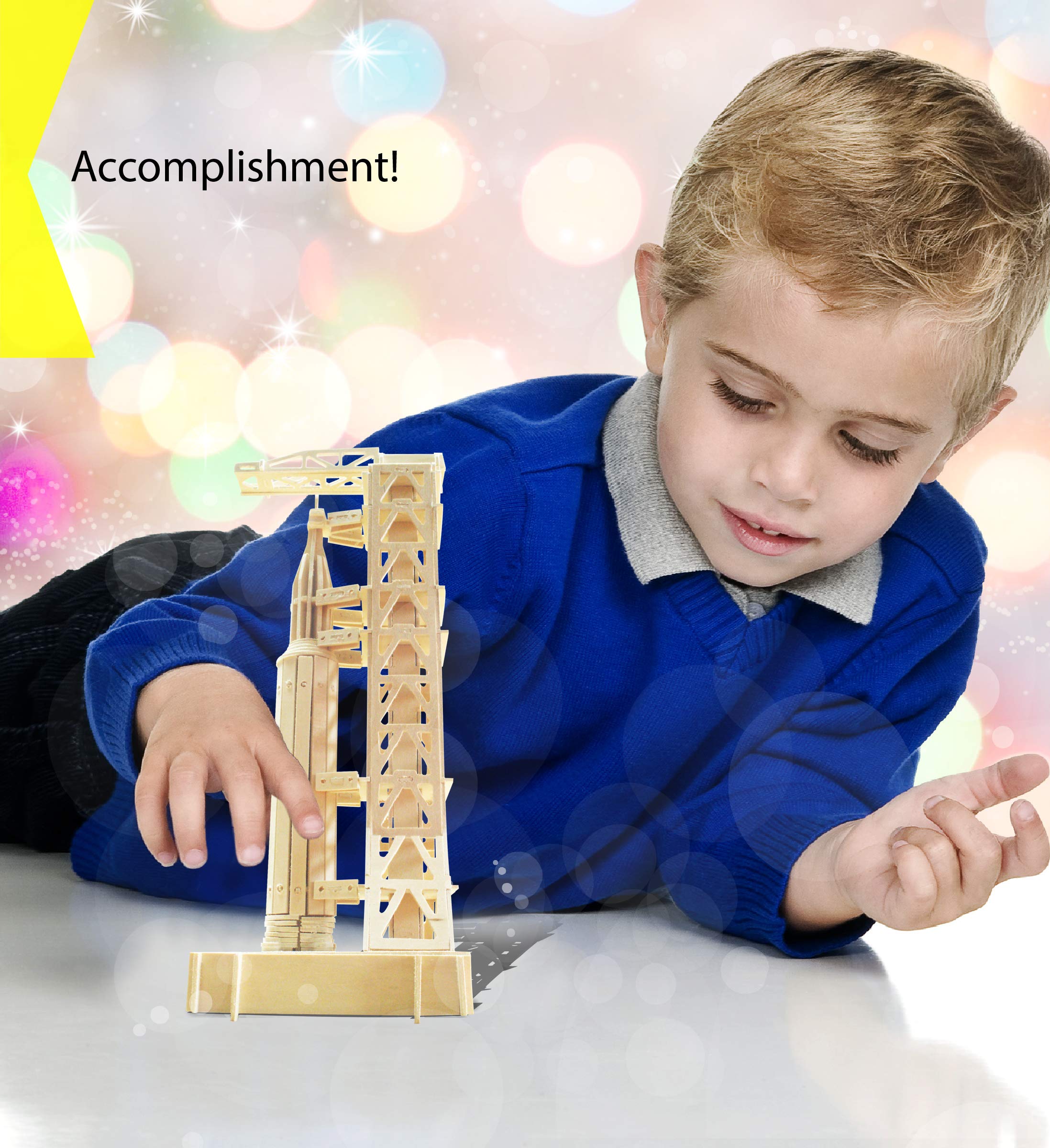 Puzzled 3D Puzzle Saturn V Rocket Wood Craft Construction Model Kit Fun Unique & Educational DIY Wooden Toy Assemble Model Unfinished Crafting Hobby Puzzle to Build & Paint for Decoration 106 pcs Pack - Image 6