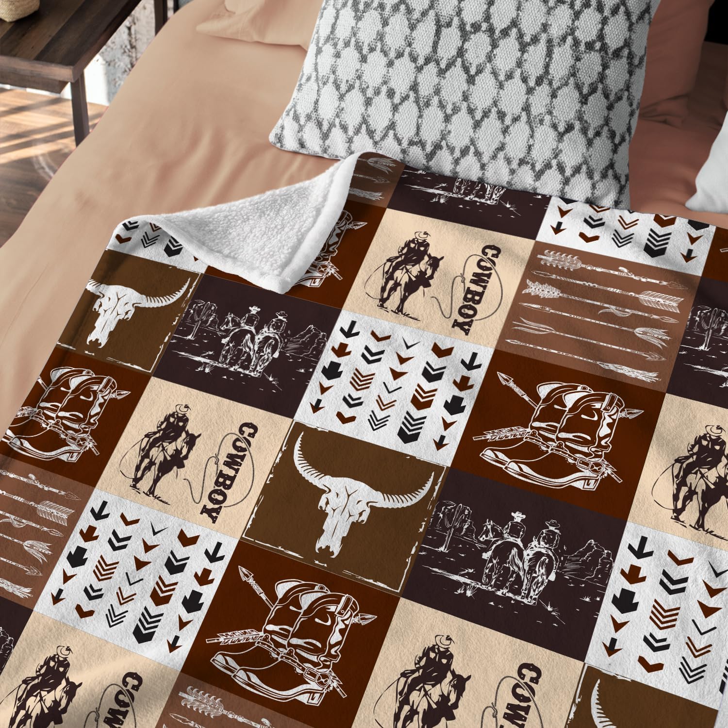 Western Blanket, Western Decor for Nursery Room, Baby Blankets for Boys Girls, Cowboy Baby Blankets, Western Baby Stuff, Soft Warm Lightweight Nursery Bed Blanket for Newborn Toddlers (01, 50x60 in)