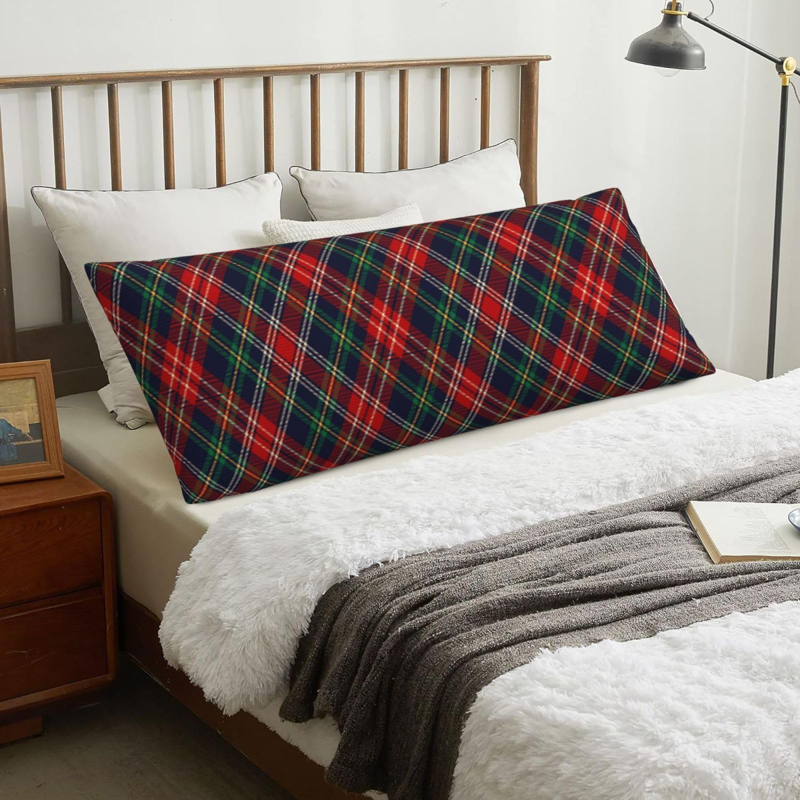 Tartan Plaid, Body Pillow Cover with Zipper,Long Body Pillowcase 20 x 60 in