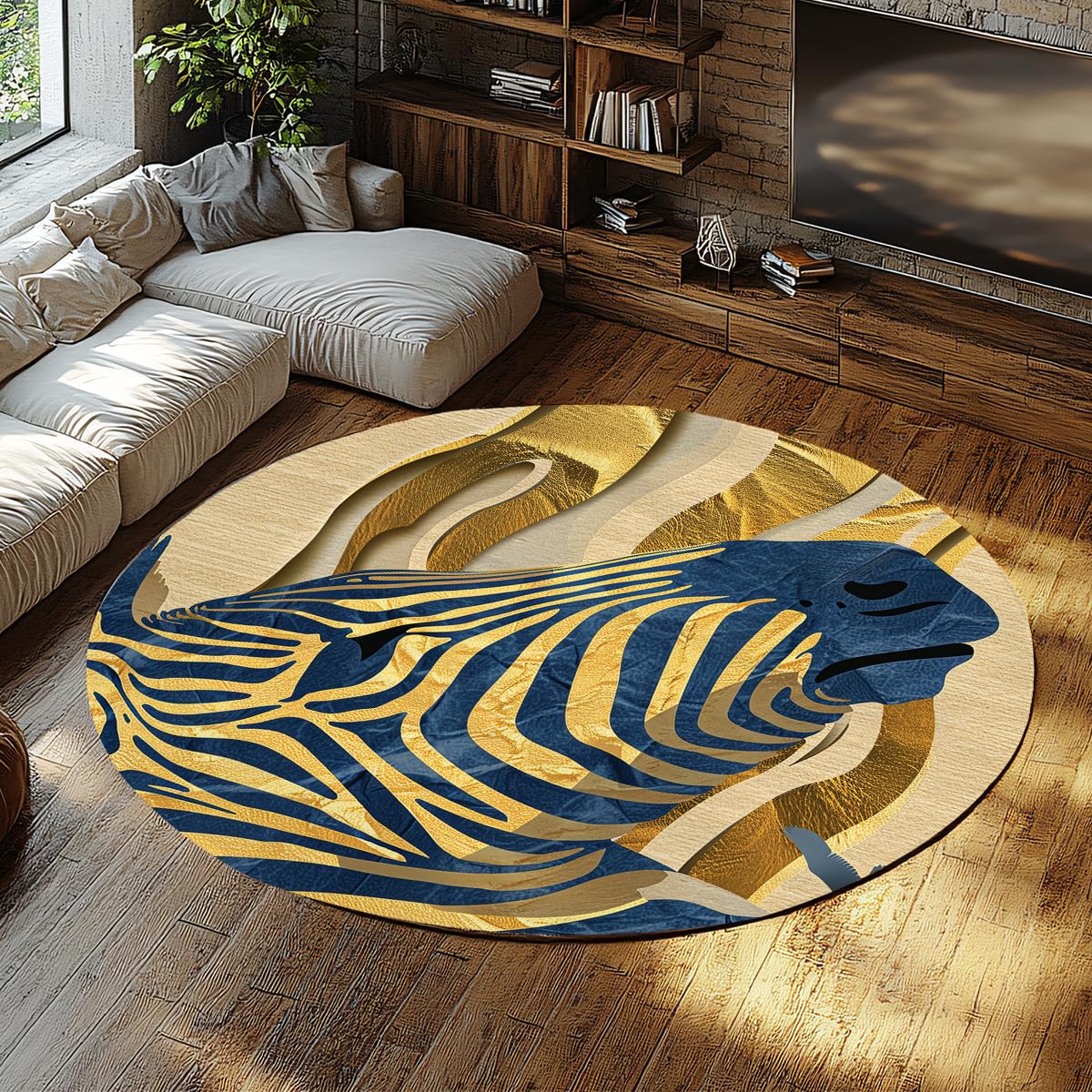Tapis de sol lavable antidérapant bleu marine et or 135cm fini les glissades