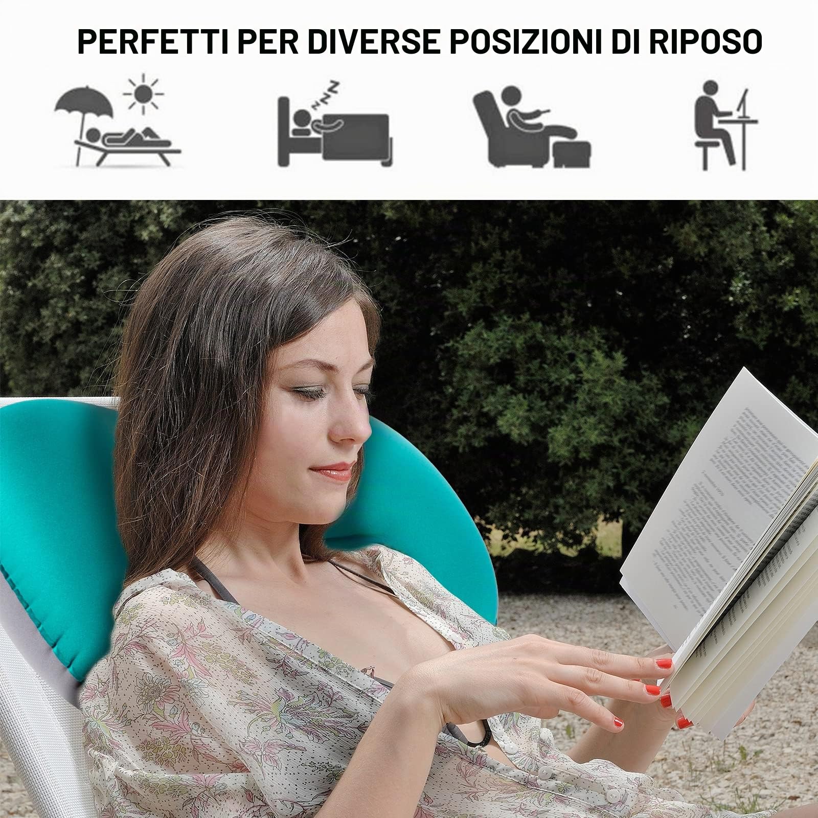 Eono Cuscino Gonfiabile da Campeggio, Cuscino da Viaggio Ultraleggero, Cuscini Gonfiabili da Mare Comprimibile Compatto Ergonomico, Ideale per Campeggio, Escursioni, Spiaggia