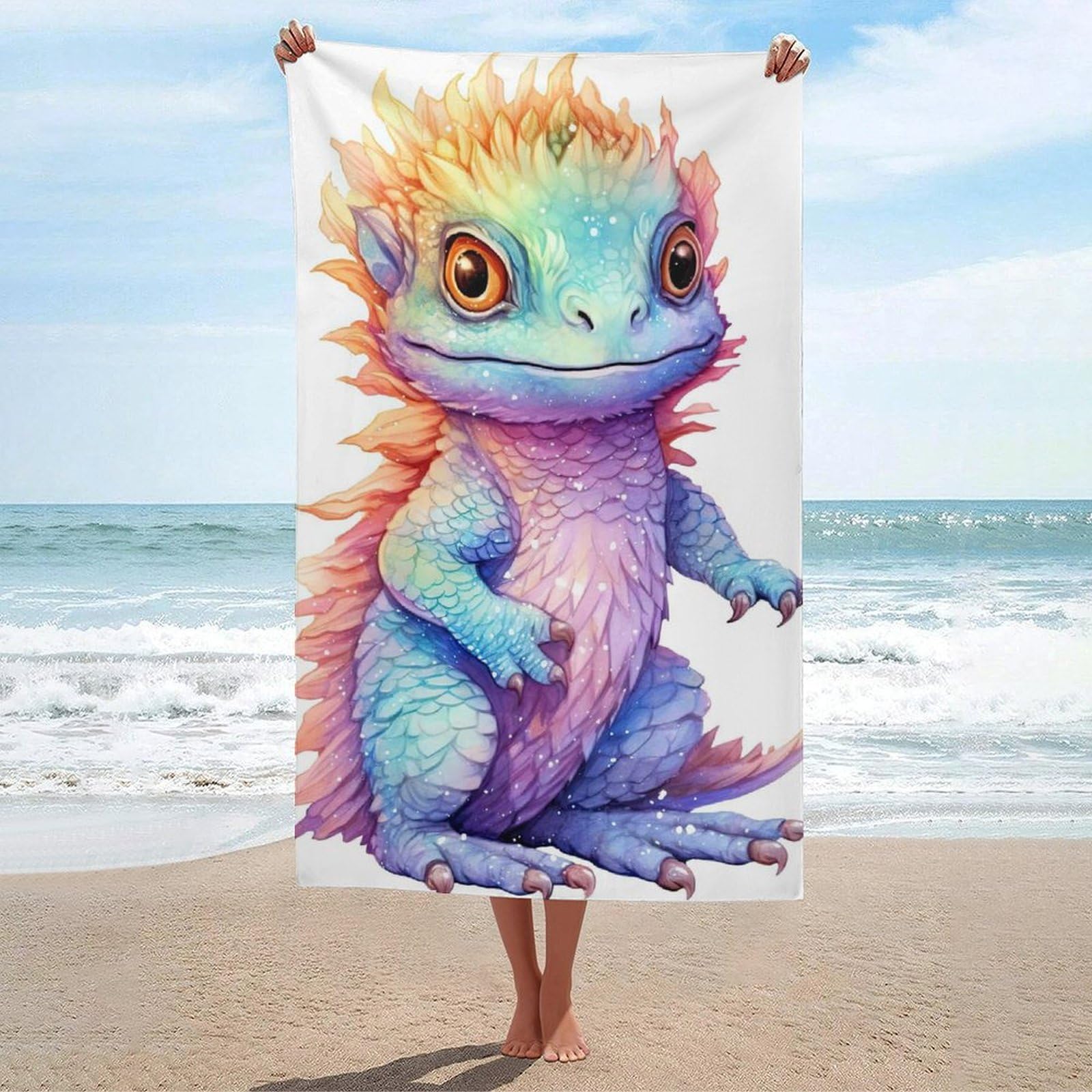 Serviette de plage à séchage rapide ultra-compacte dragon barbu drap de bain voyage 130x80cm