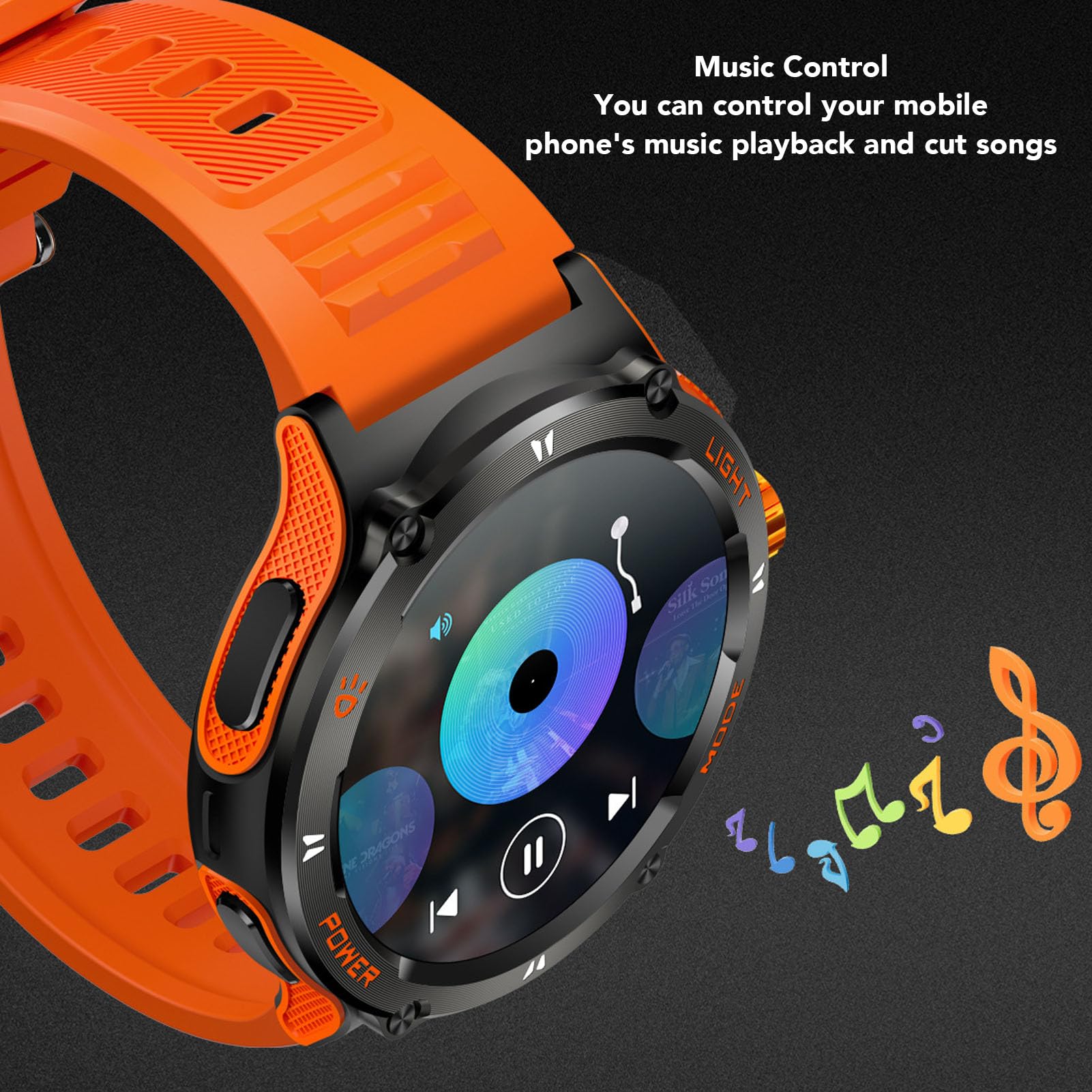 Smart Watch, Smartwatch Touch Screen da 1,53 Pollici Costruito in Bussola, 100 modalità Sport, Bluetooth 5.3, Torcia Elettrica, Impermeabile, per gli Sport All'aperto (ORANGE)