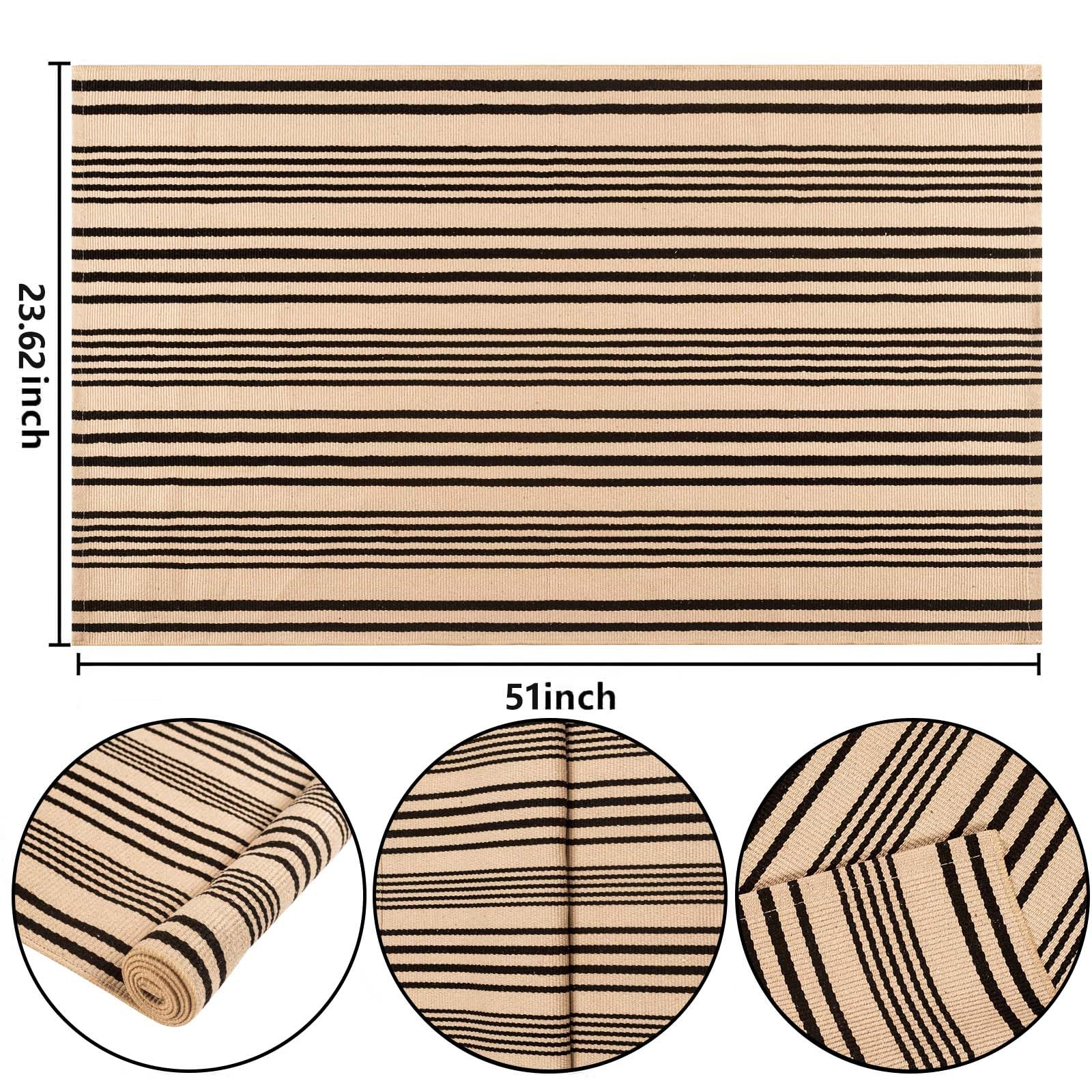 Amazon.com: Black and Tan Outdoor Rug 2'x4',Striped Front Porch