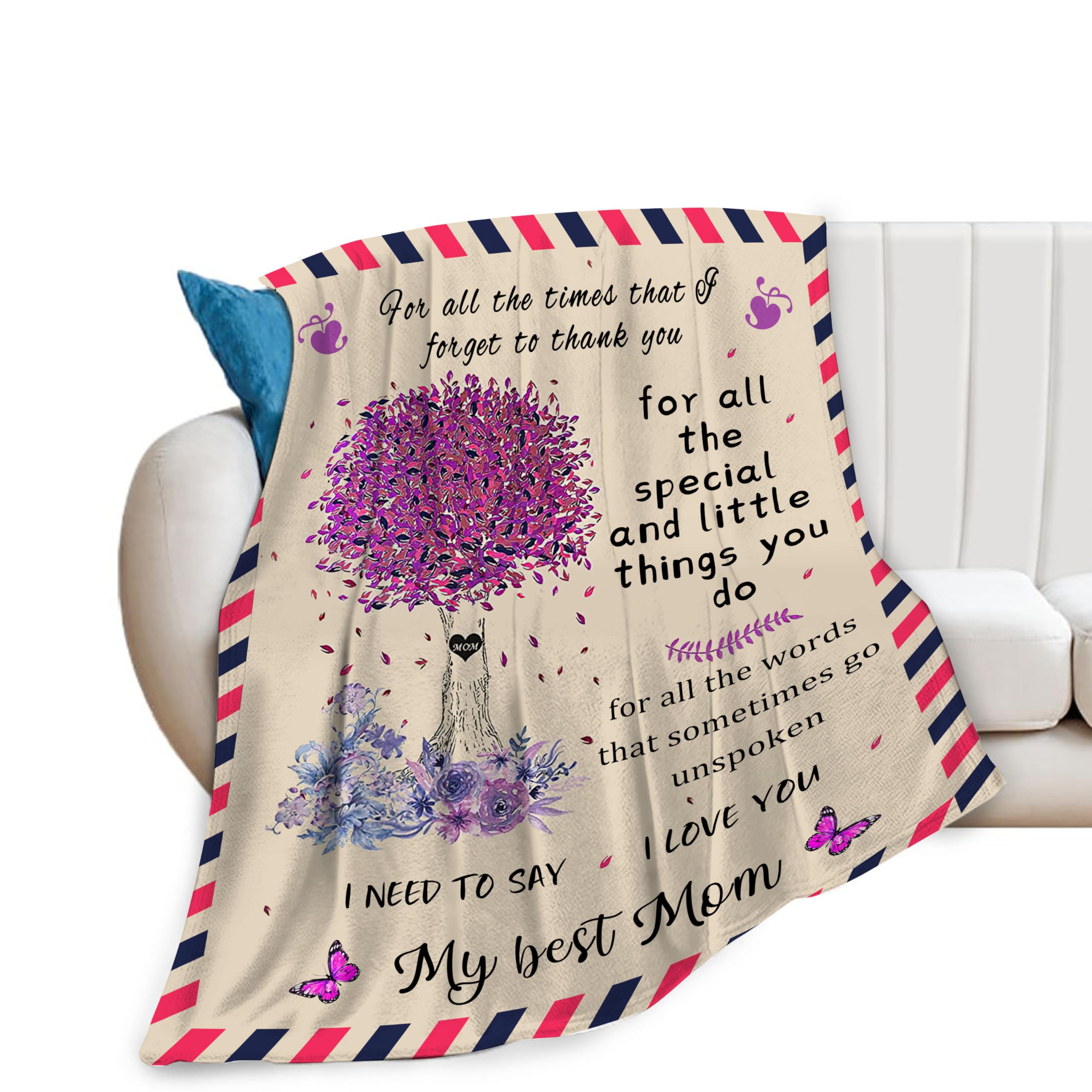 Mom Throw Blankets Cozy Fleece Flannel Blanket Soft Warm Plush Lightweight Mothers Day Presents for Moms Girls Women for Couch Sofa Bed 40"X50" — image 1